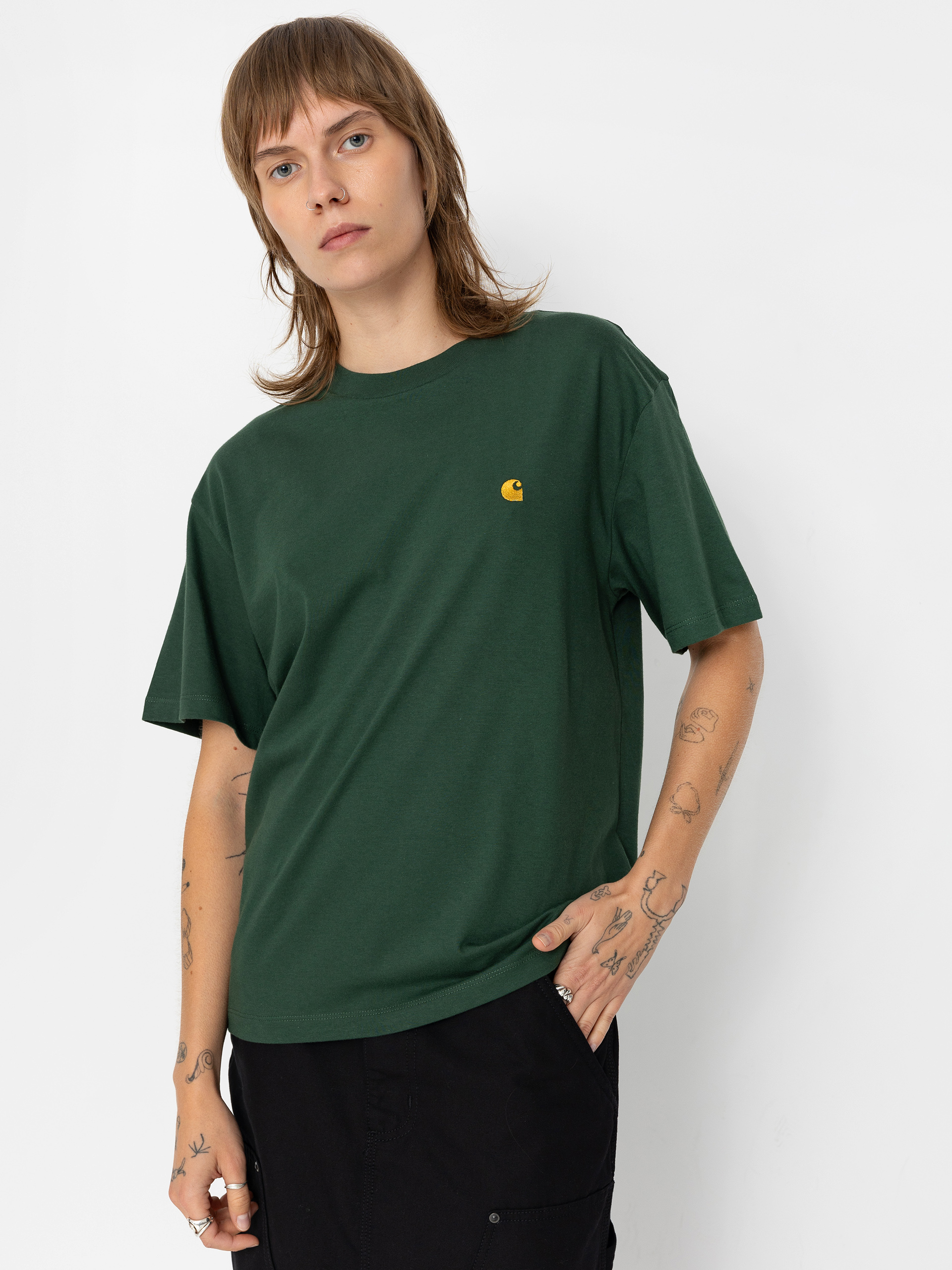 Carhartt WIP Chase Wmn T-Shirt green (sycamore tree/gold)