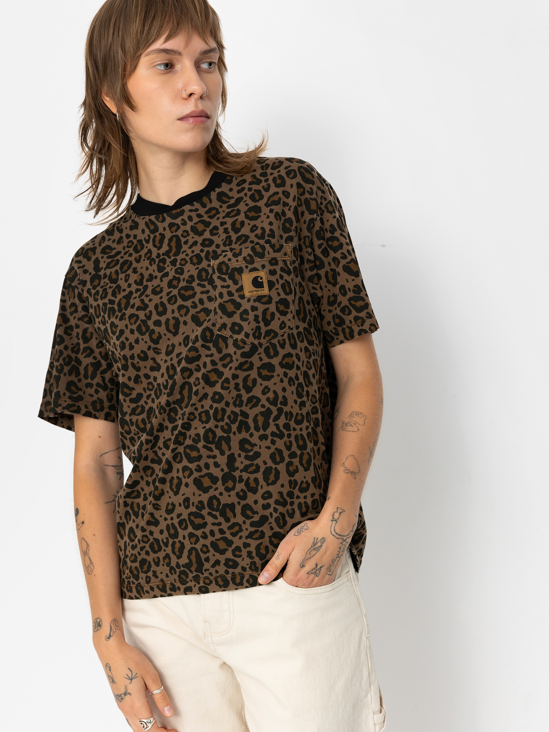 Carhartt WIP Leo Pocket Wmn T-Shirt (camo leo/tamarind)