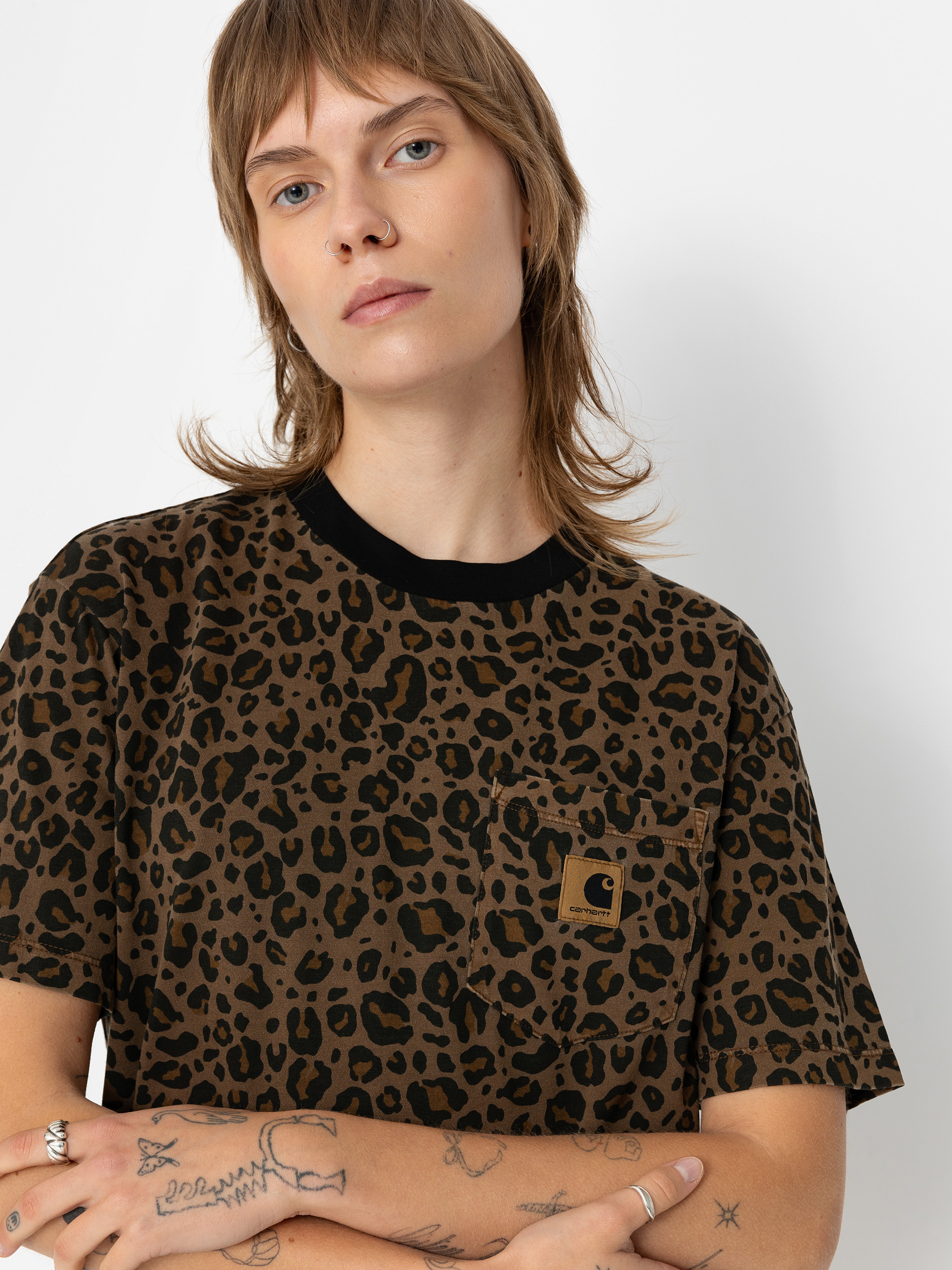 Carhartt WIP Leo Pocket Wmn T Shirt camo camo leo tamarind