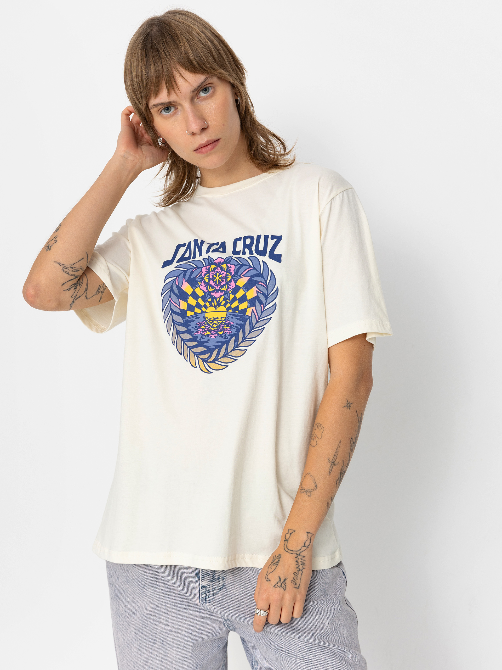 Santa Cruz Heart Set Front Wmn T-Shirt (off white)