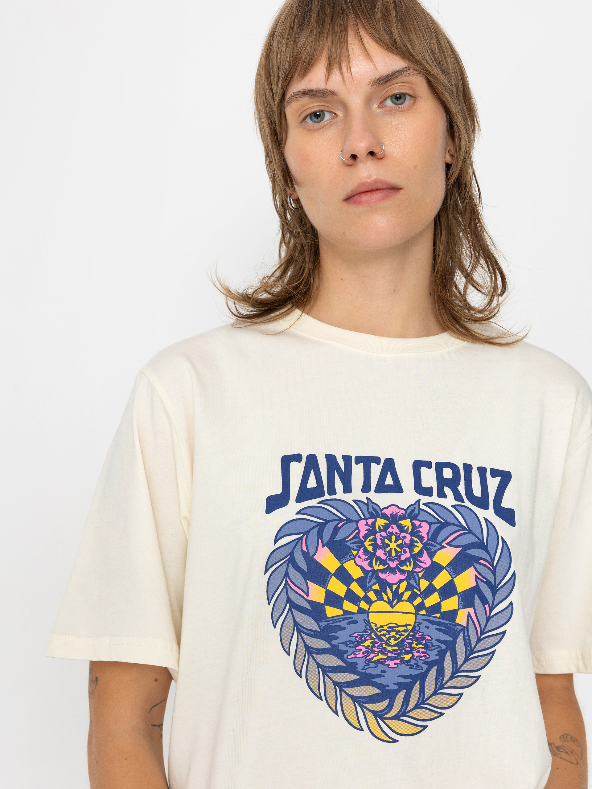 Santa Cruz Heart Set Front Wmn T-Shirt (off white)