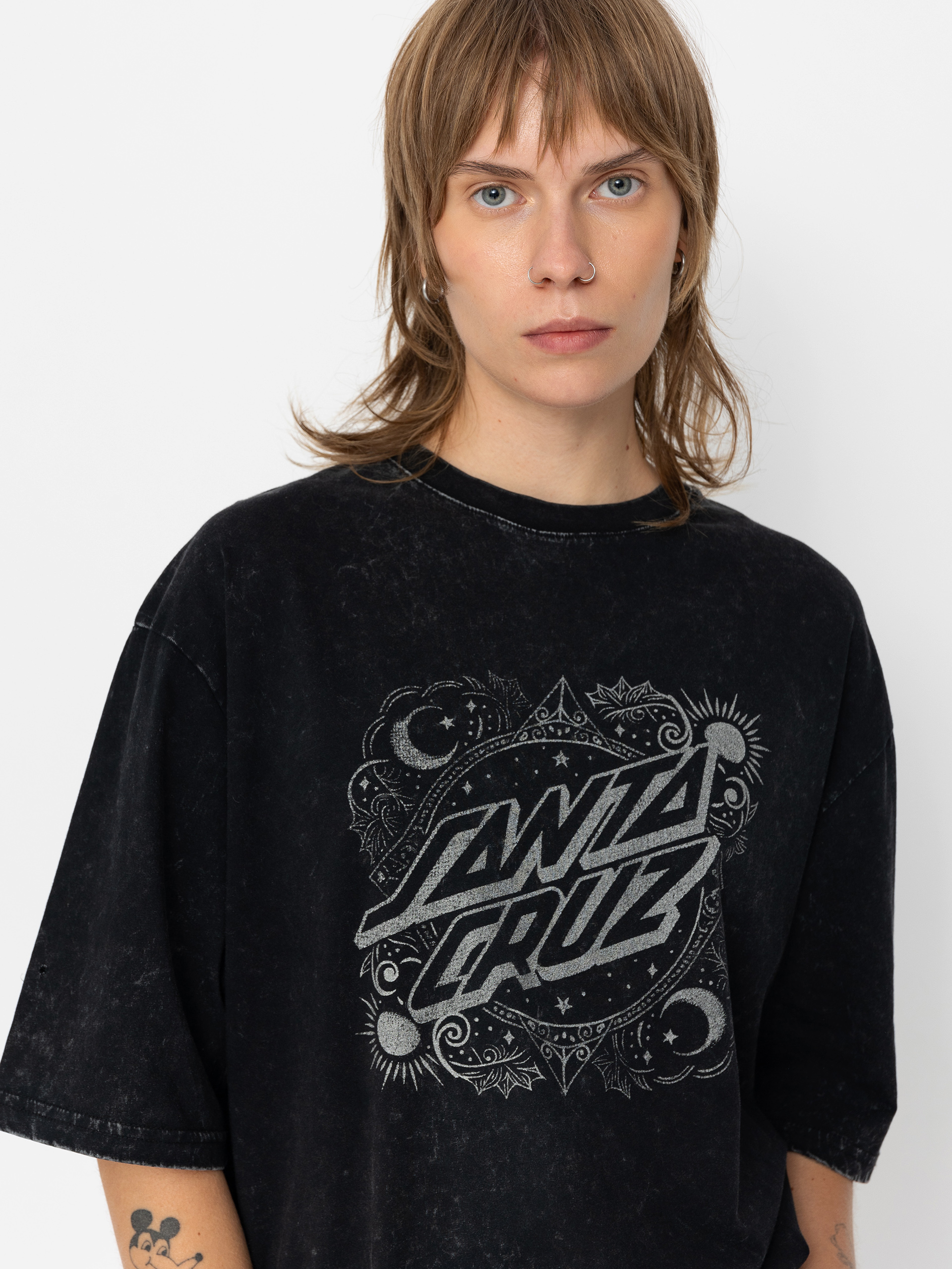 Santa Cruz Ornate Dot Front Oversized Wmn T-Shirt - black (black