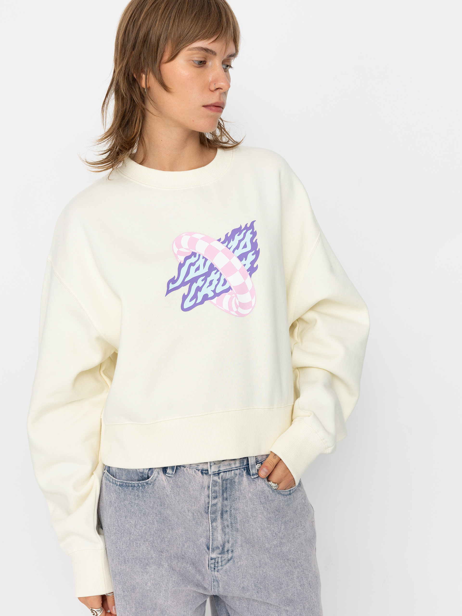 Santa Cruz Goal Flame Front Wmn Sweatshirt white off white