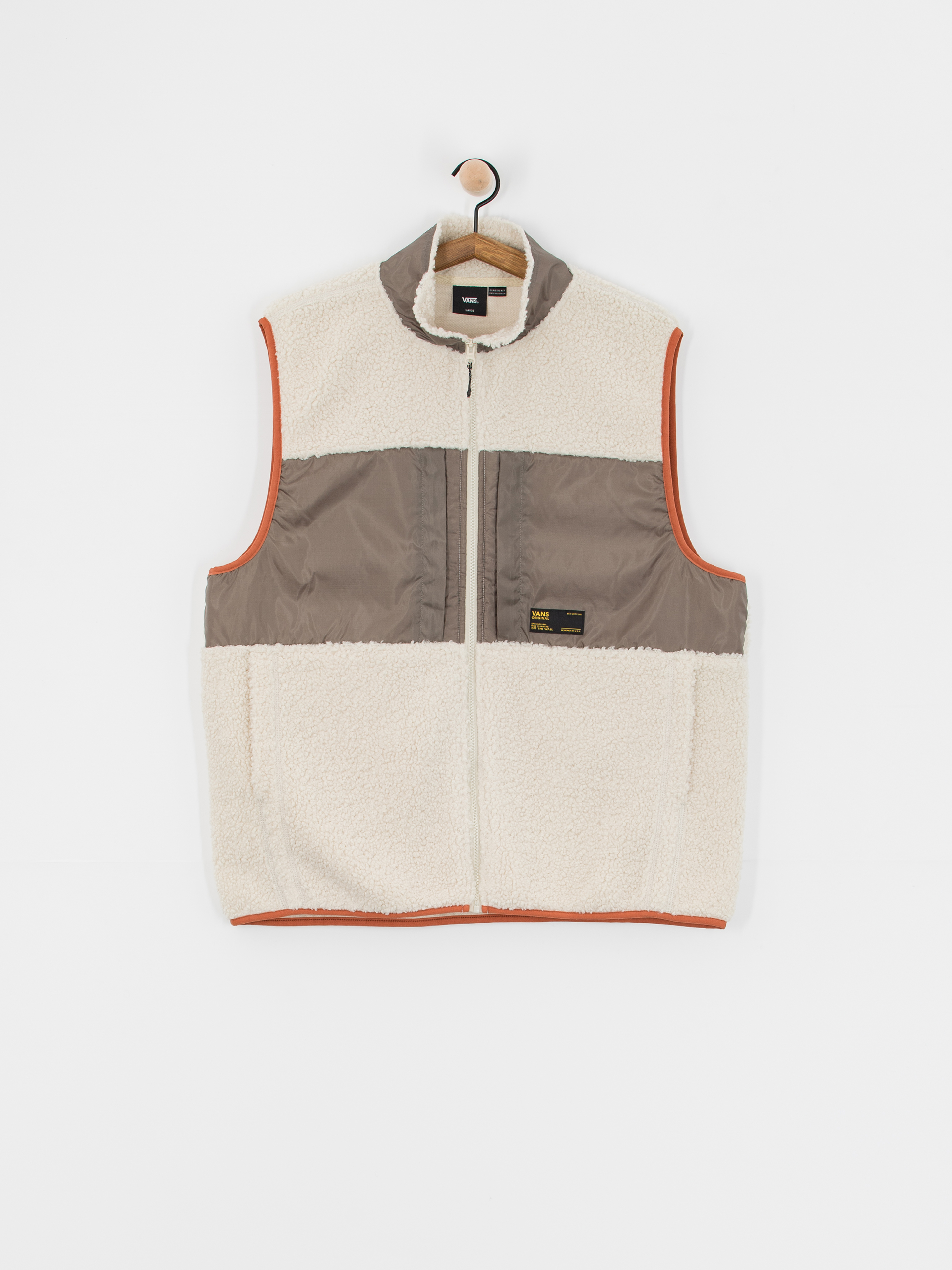 Vans Trevor Sherpa Fz Vest Fleece  (oatmeal/bungee cord)