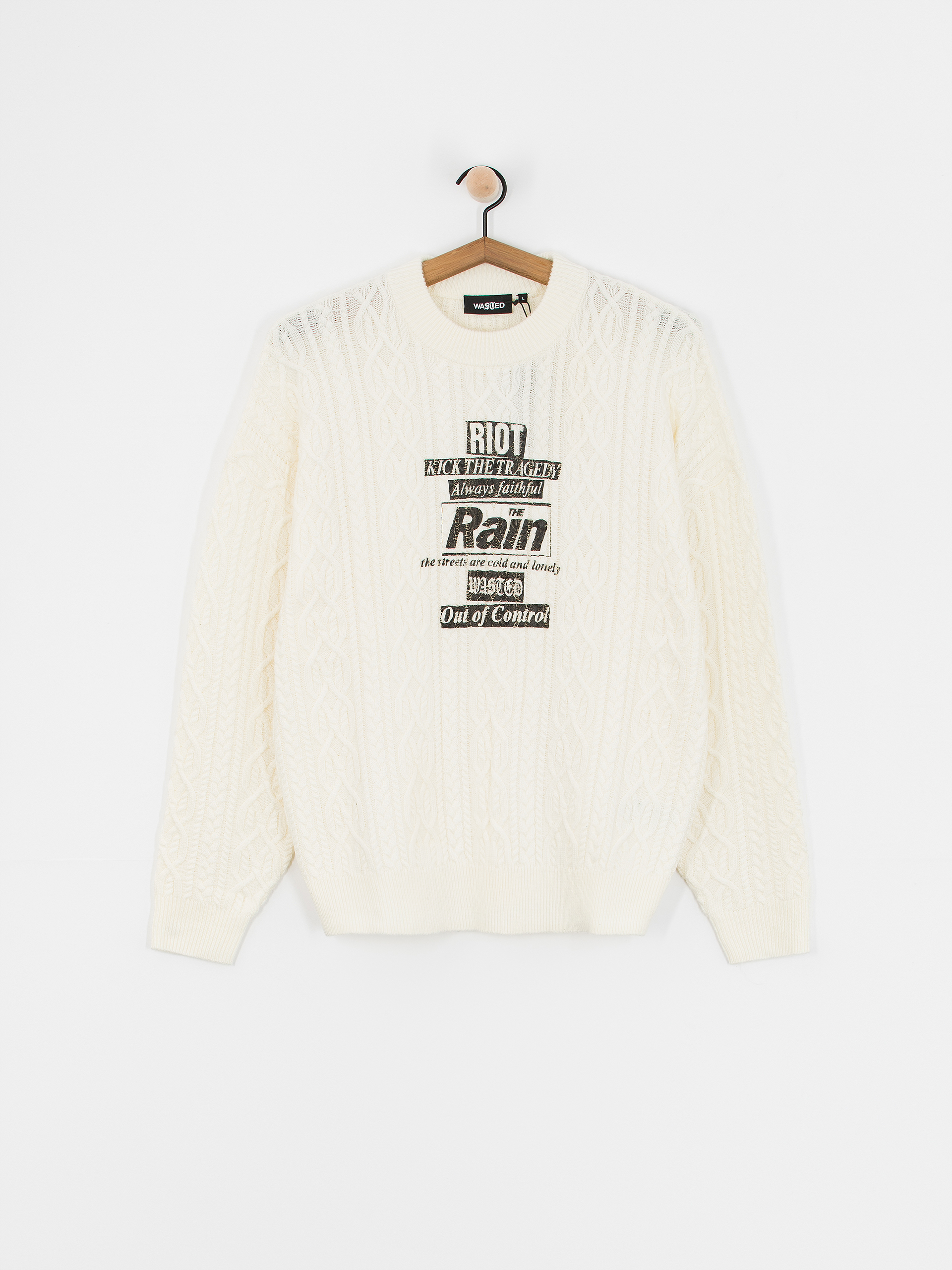 Wasted Paris Rain Cable Knit Sweater - white (off white)