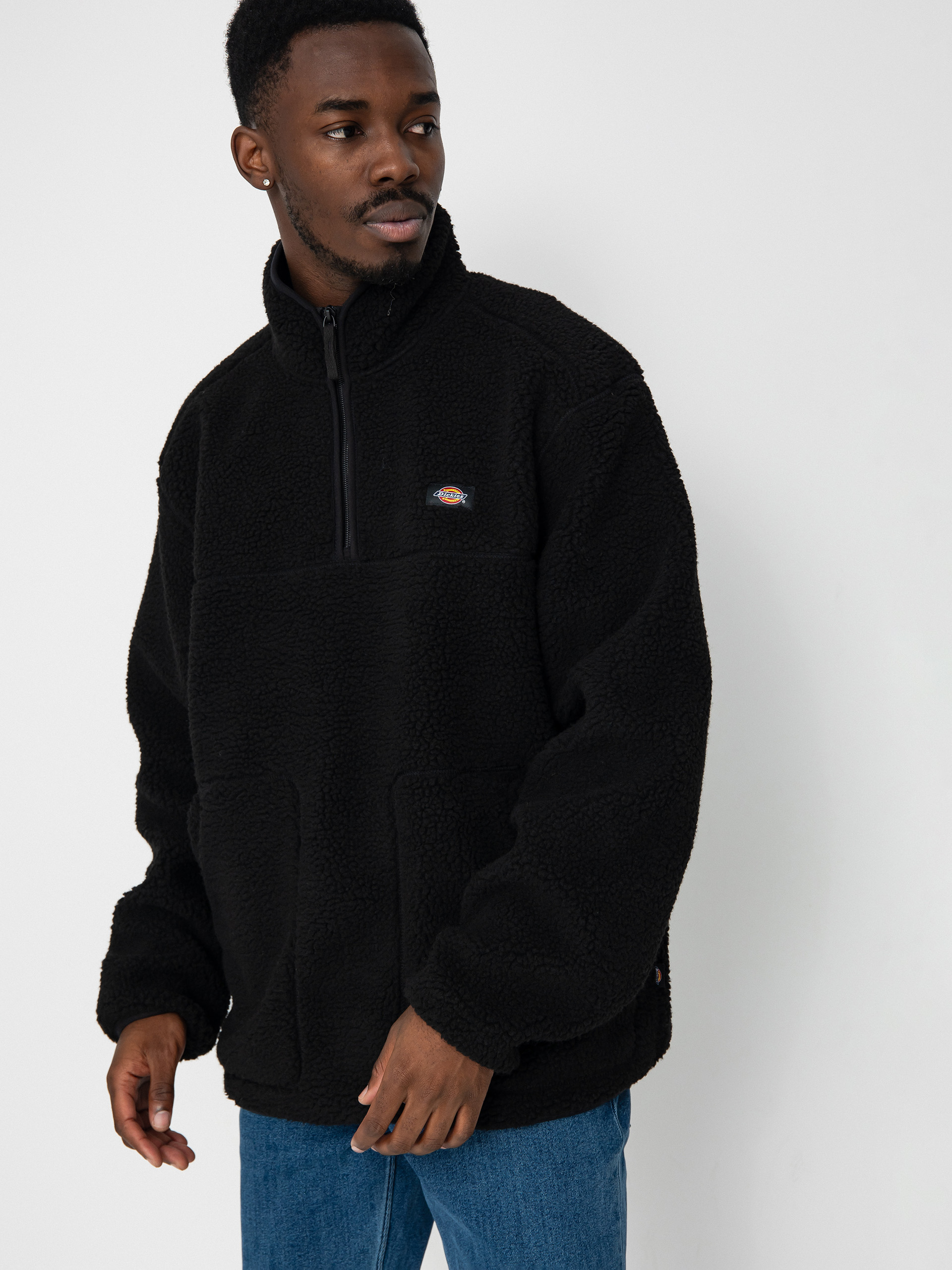 Mens Dickies Mount Hope Quarter Zip Fleece  (black)