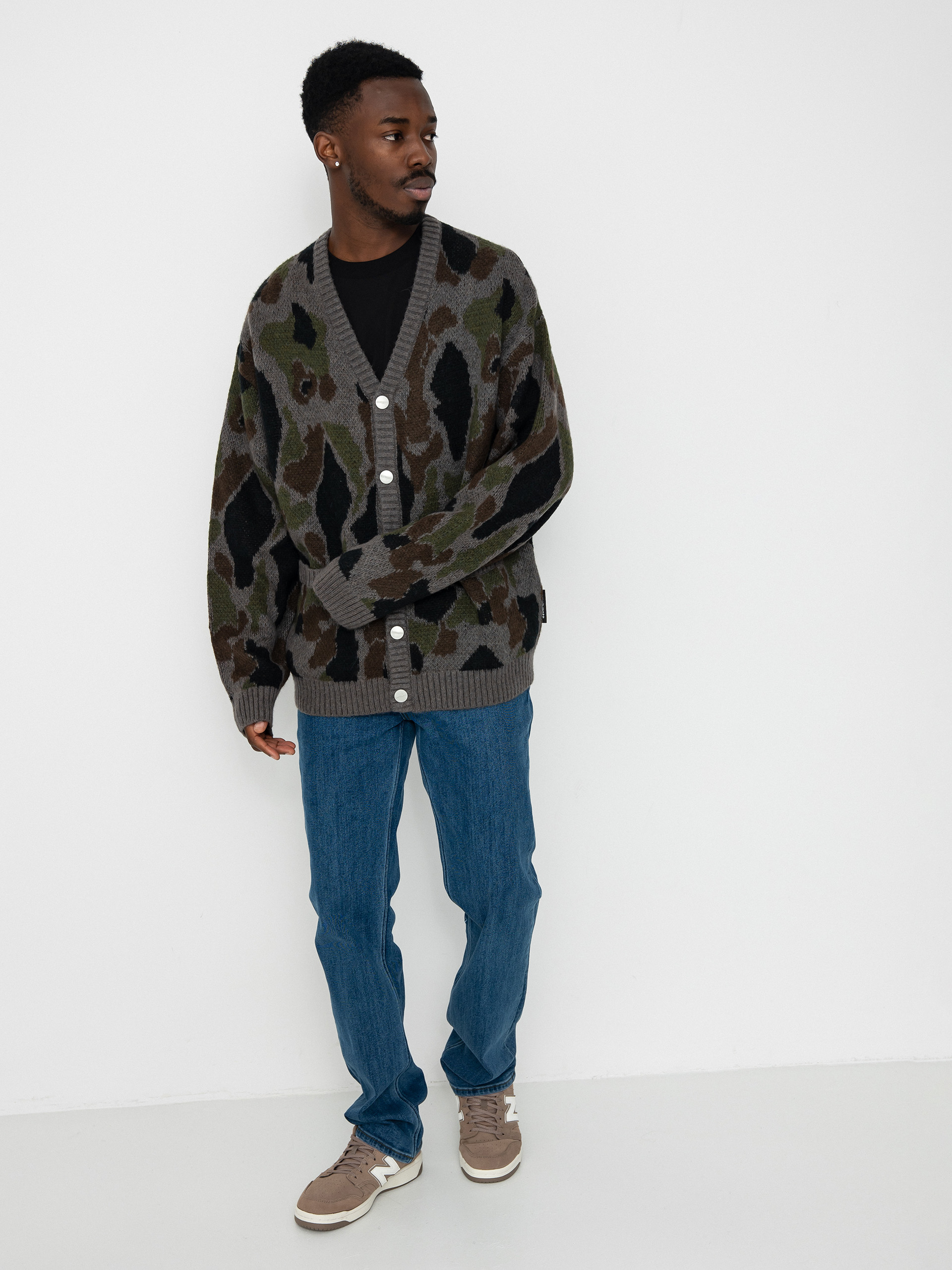 Carhartt WIP Merton Cardigan Sweater camo camo duck jacquard grey