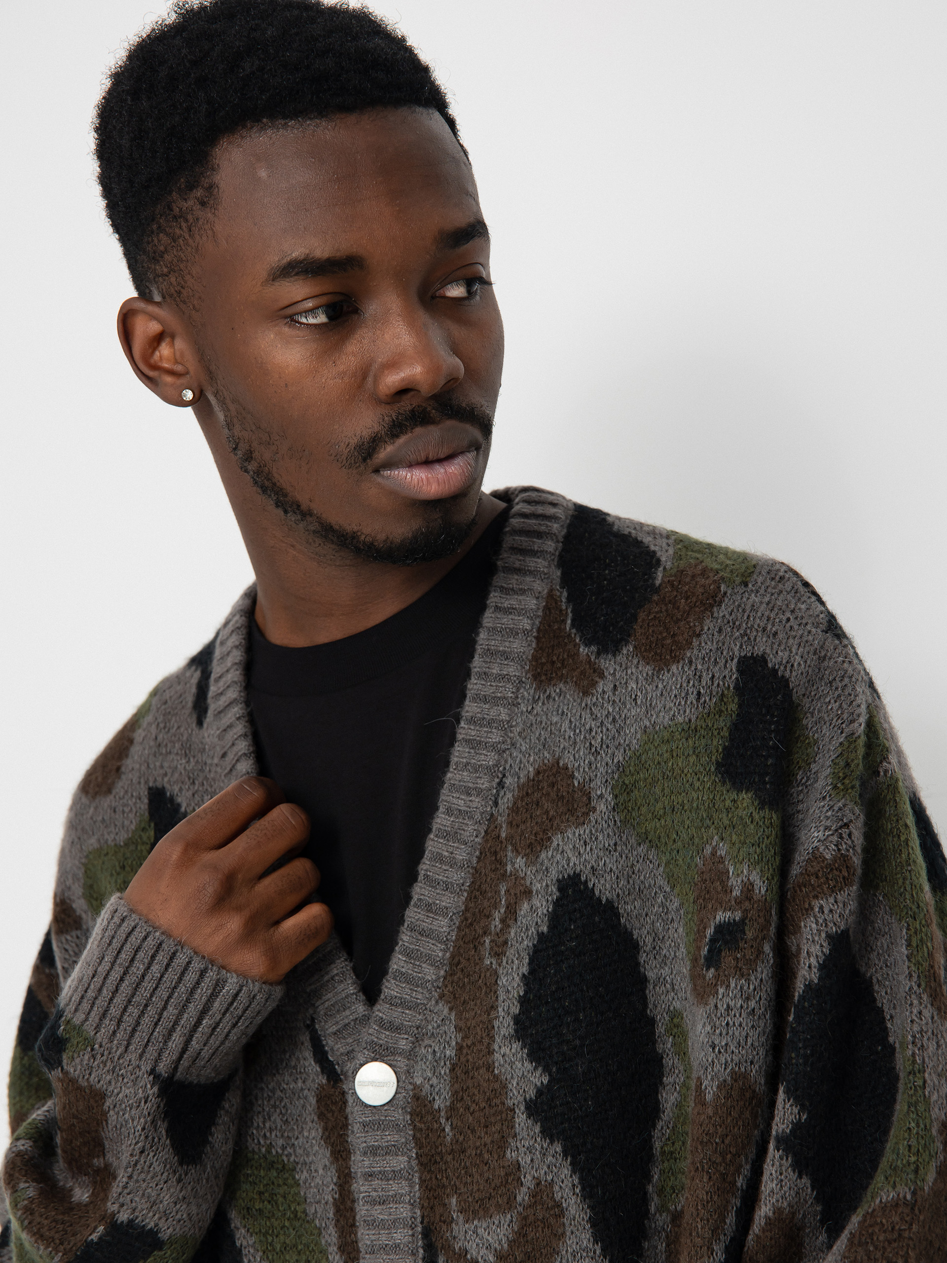 Carhartt WIP Merton Cardigan Sweater - camo (camo duck jacquard/grey)