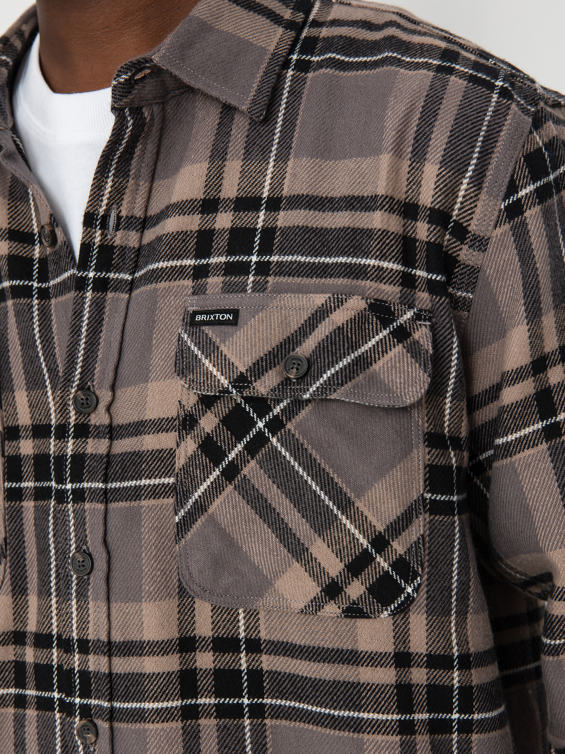 Brixton Bowery Flannel Ls Shirt (charcoal/black/cinder grey)