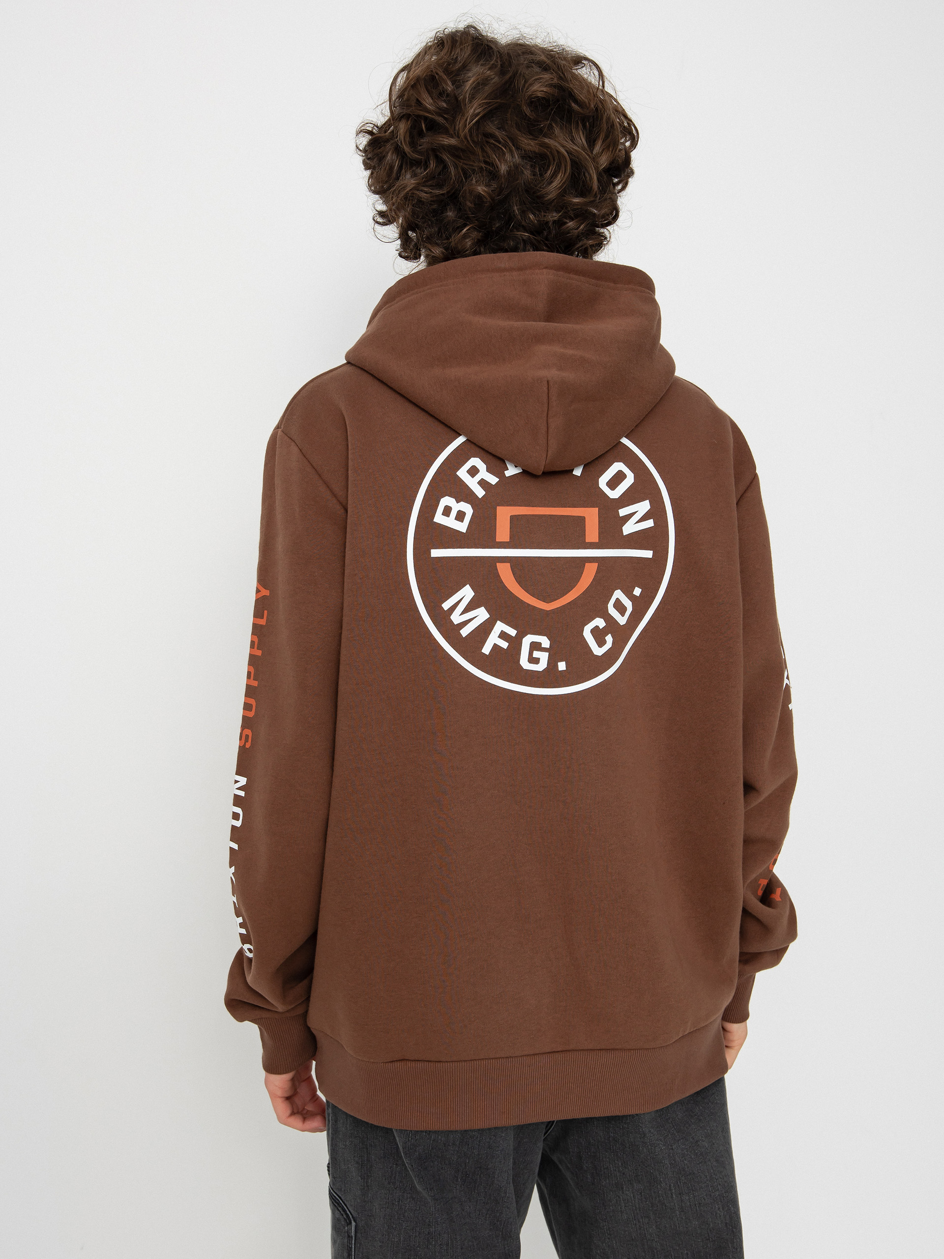 Brixton Crest HD Hoodie (pinecone brown/rust orange/whi)