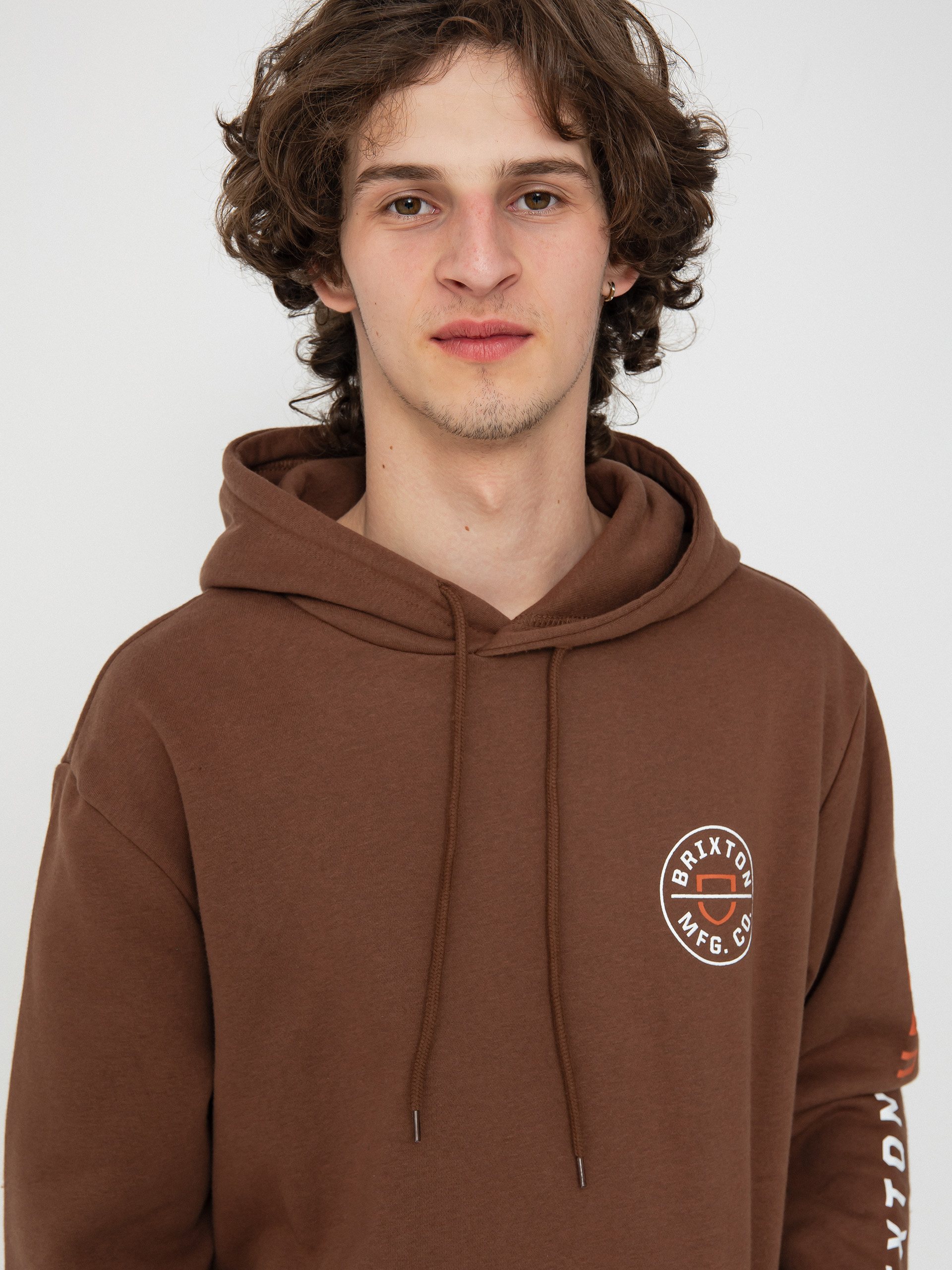Brixton Crest HD Hoodie (pinecone brown/rust orange/whi)