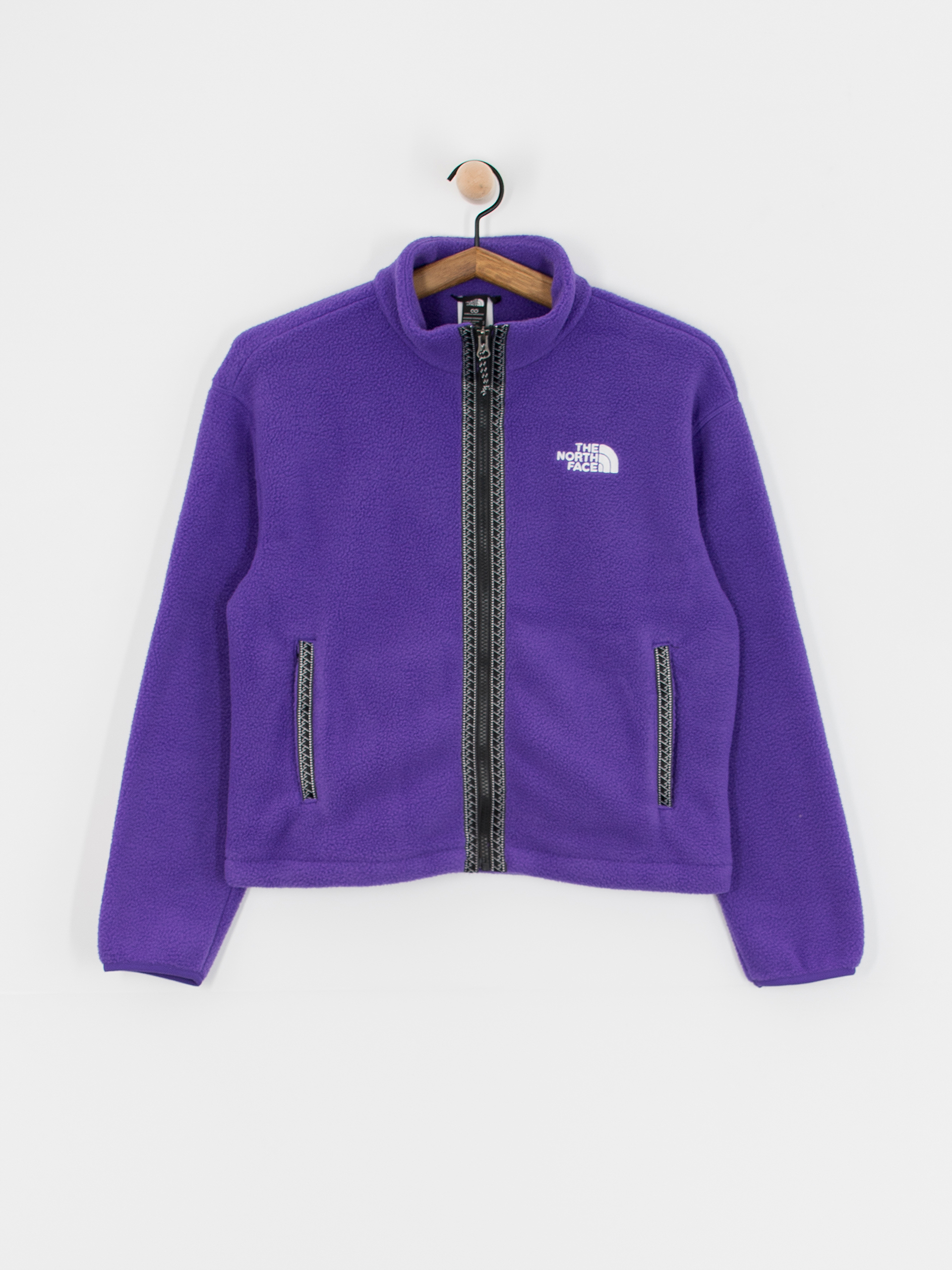 Purple fuzzy north face jacket discount