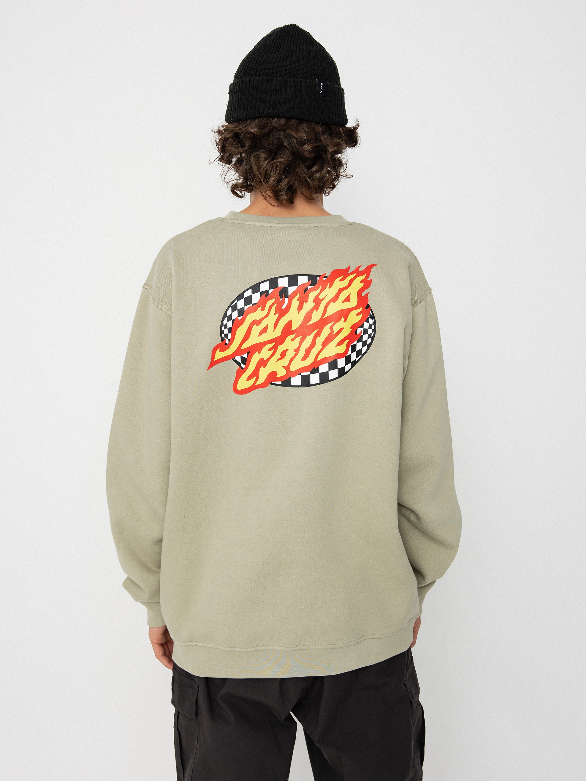 Santa Cruz Sweatshirt Oval Check Flame (stone grey)