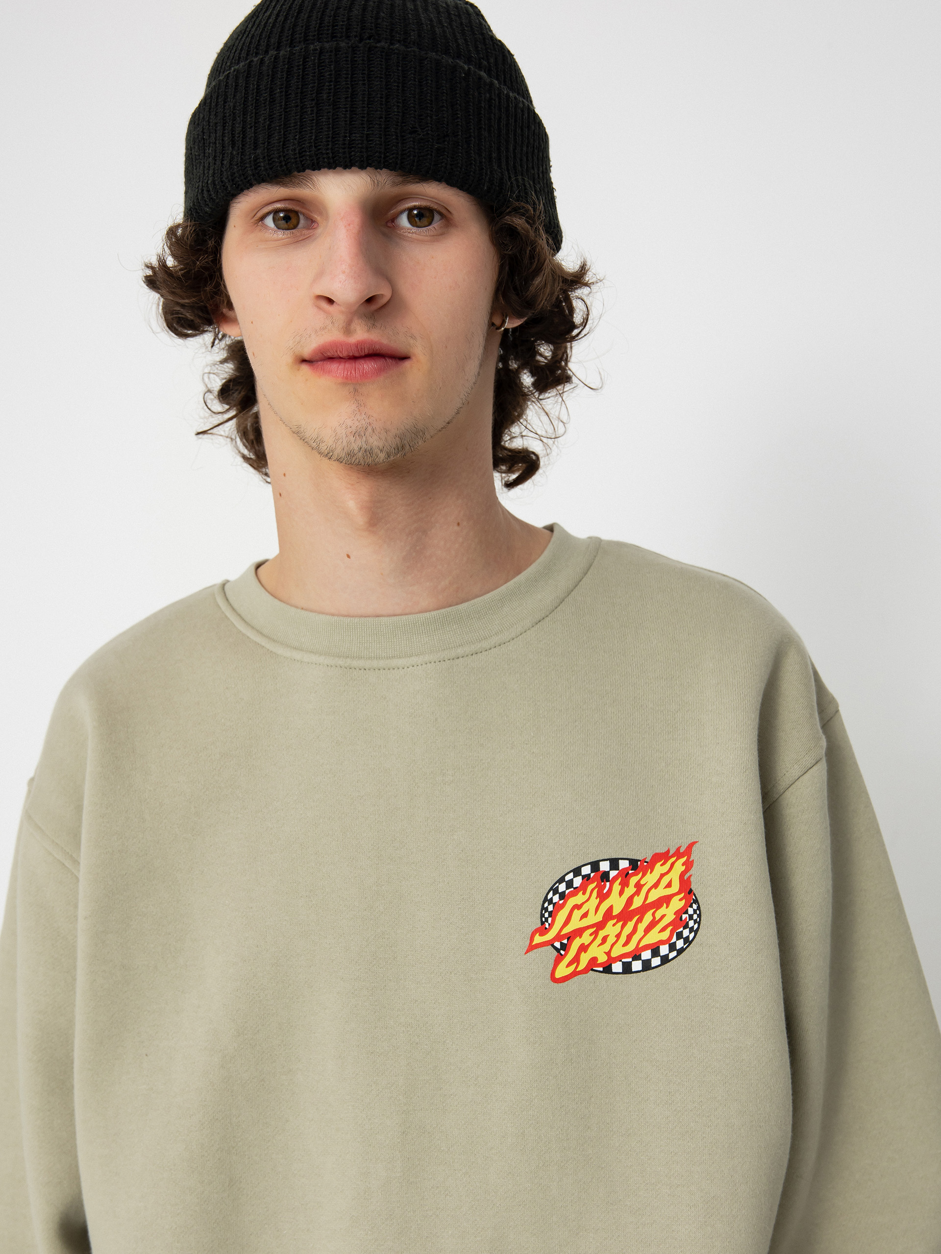 Santa Cruz Sweatshirt Oval Check Flame (stone grey)
