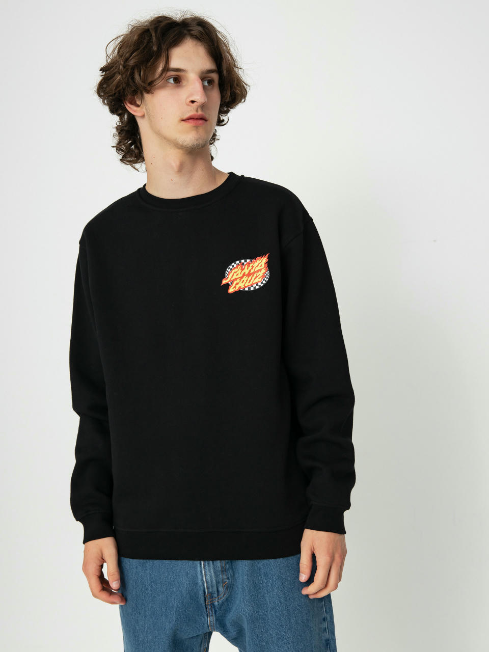 Santa Cruz Sweatshirt Oval Check Flame (black)