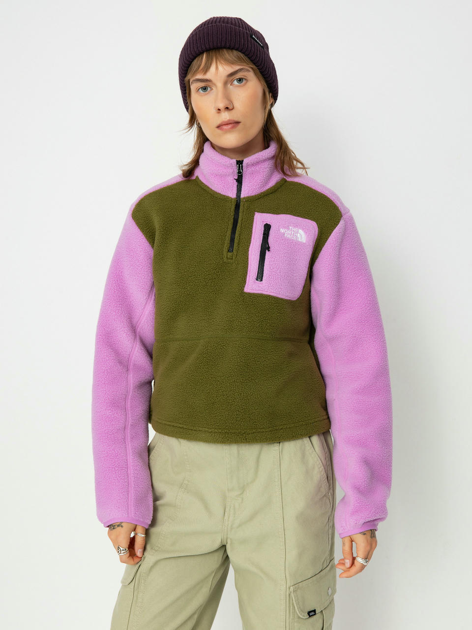 The North Face Yumiori 1/4 Zip Wmn Fleece  (forest olive/dragonfrui)