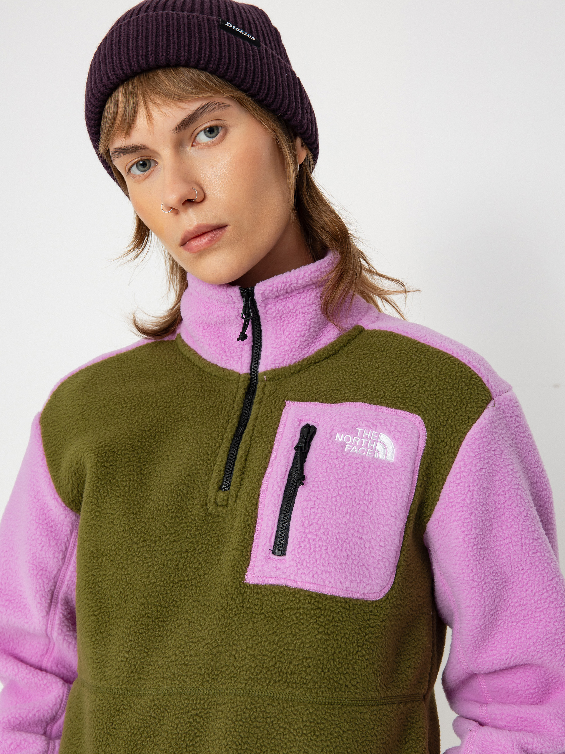 Pink north face fleece jacket best sale