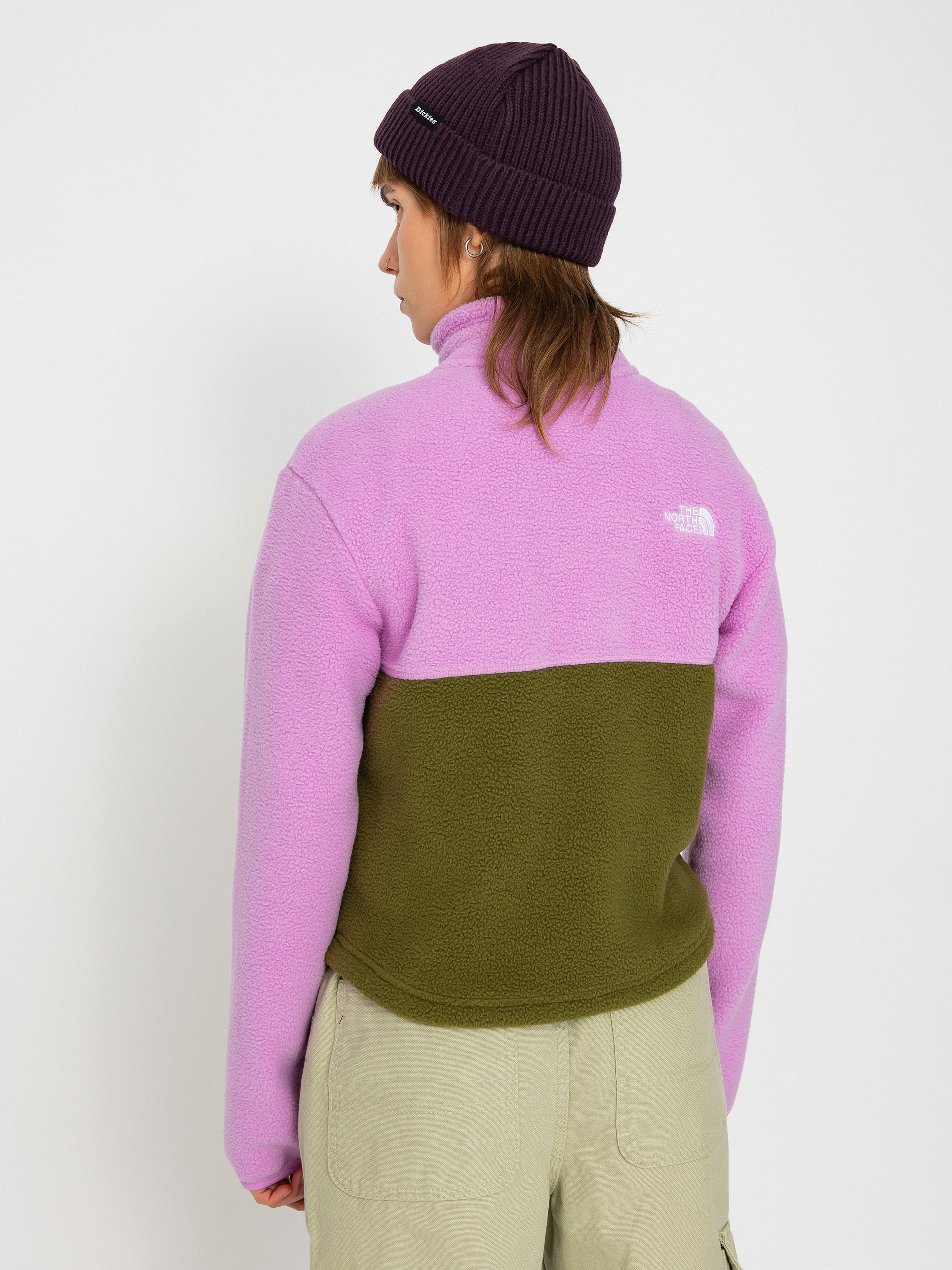 Damen The North Face Yumiori 1/4 Zip Fleece Jacke (forest olive/dragonfrui)