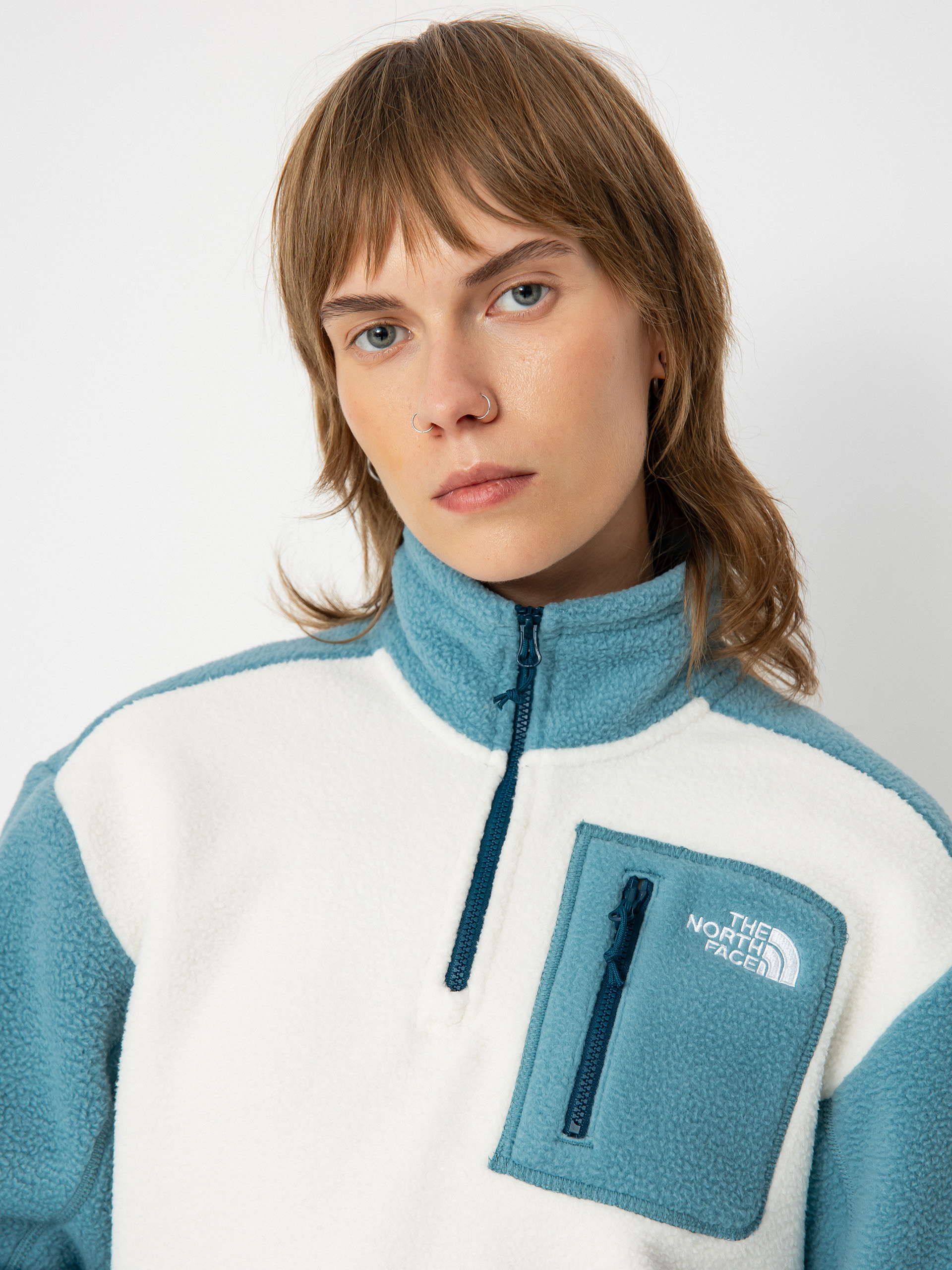 The North Face Yumiori 1/4 Zip Wmn Fleece - white, blue (algae