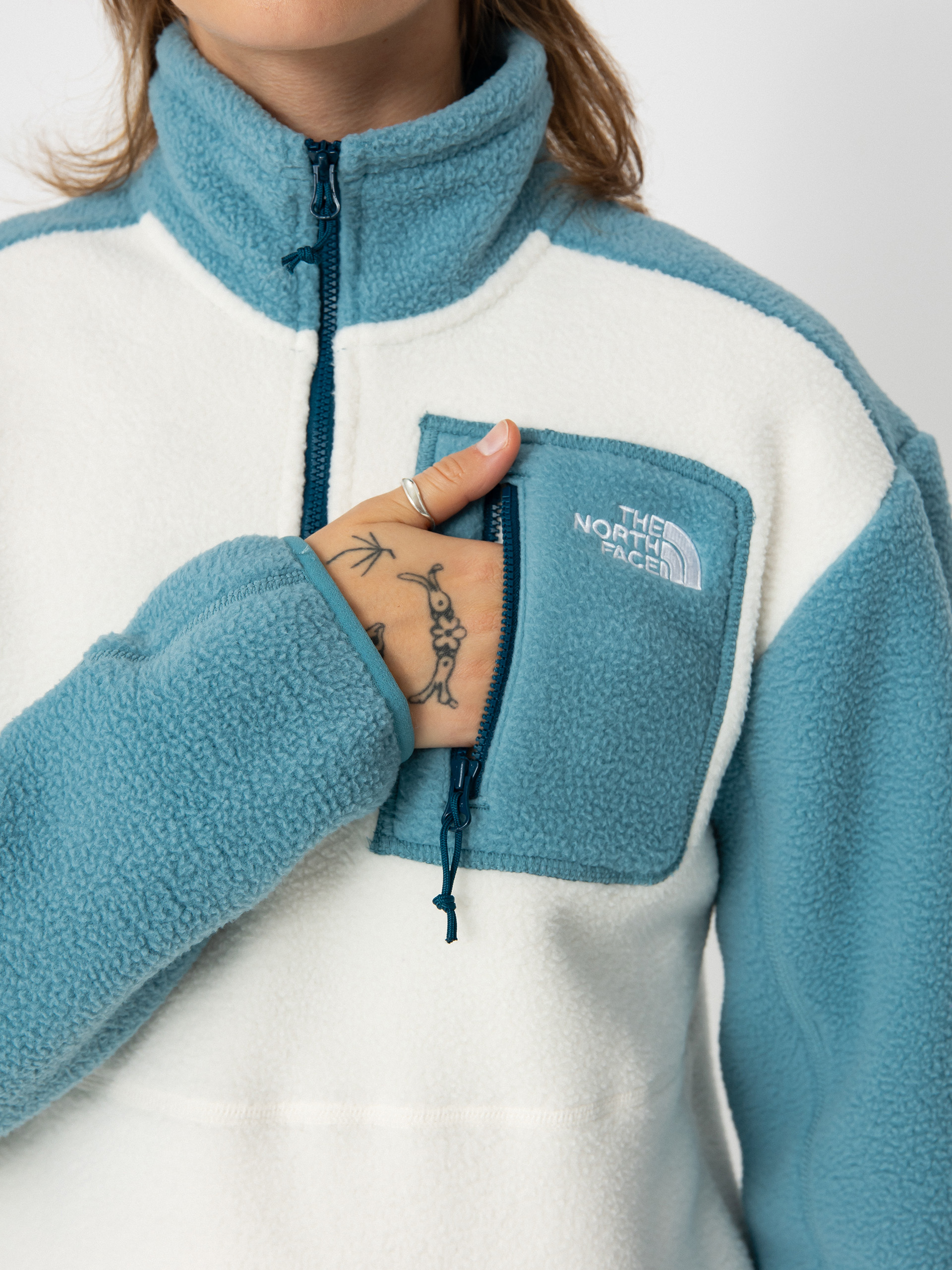 The North Face Yumiori 1/4 Zip Wmn Fleece - white, blue (algae