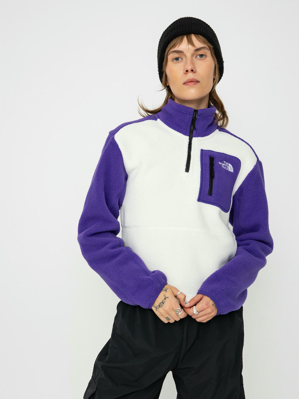 The North Face Yumiori 1/4 Zip Wmn Fleece Jacke (white dune/peak purple)