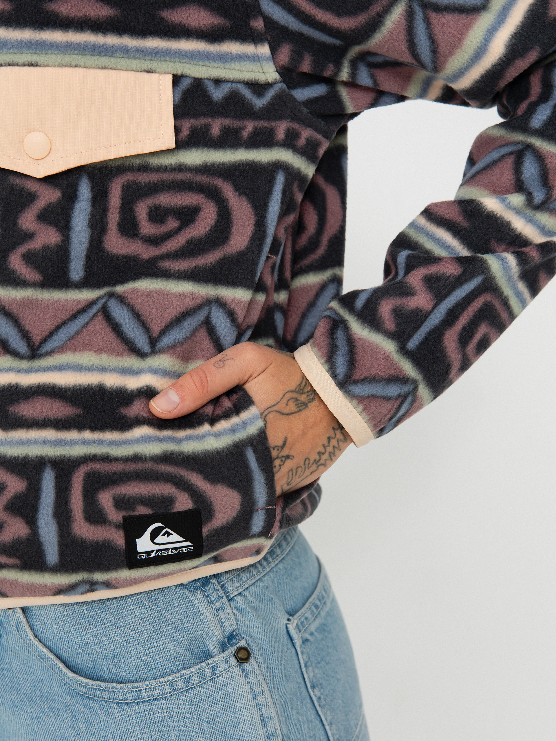 Womens Quiksilver Fleece  Uni FZ Polar Fleece (grape shake heritage stripe 64)