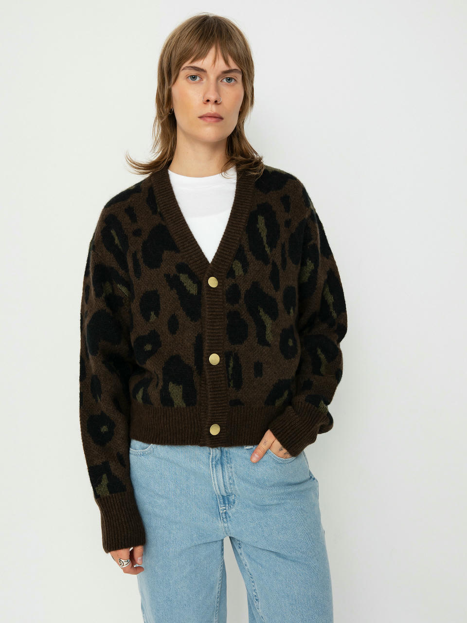 Carhartt WIP Pulli Merton Cardigan Wmn (camo leo jacquard/tamarind)