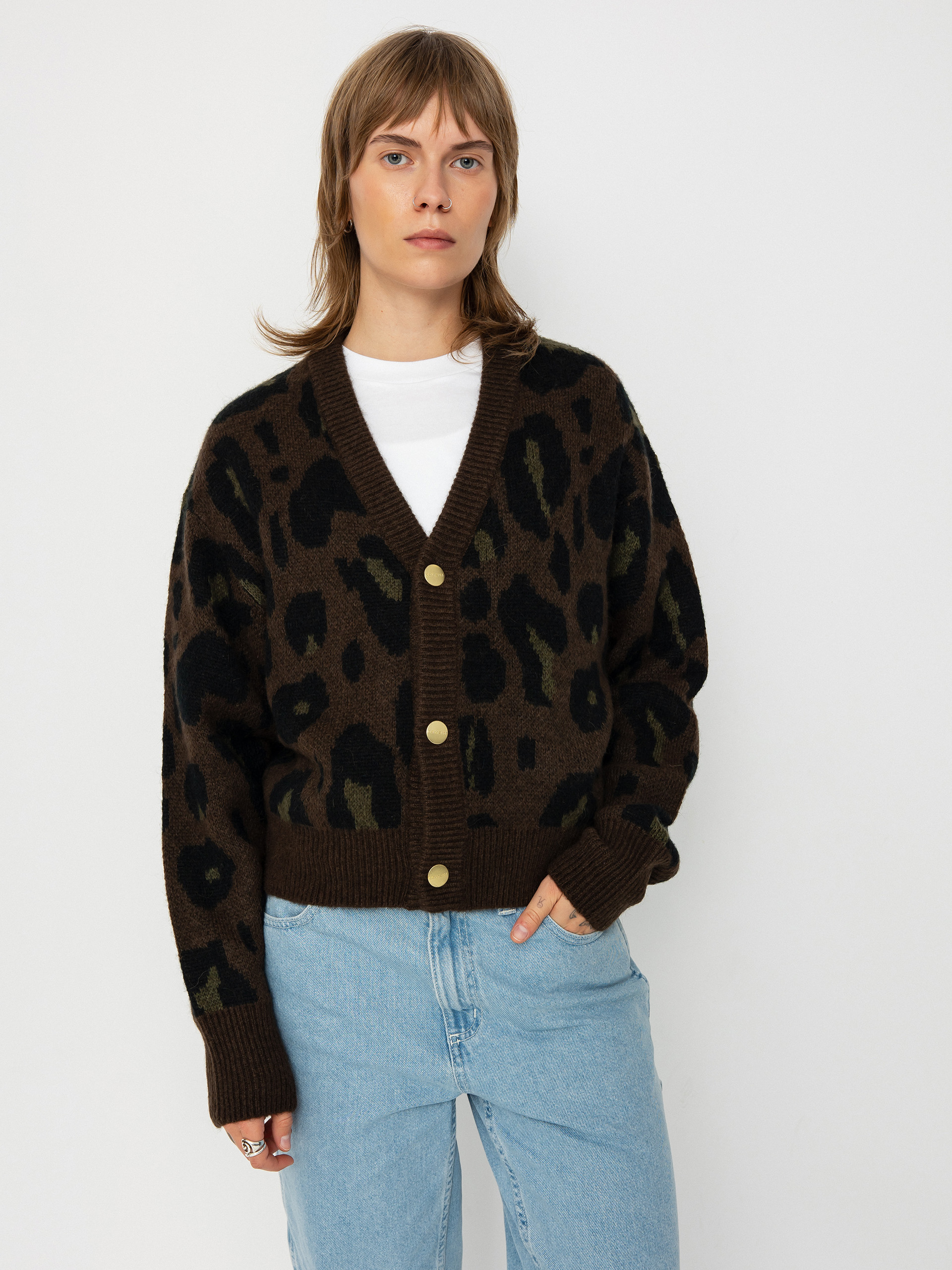 Carhartt WIP Sweater Merton Cardigan Wmn (camo leo jacquard/tamarind)