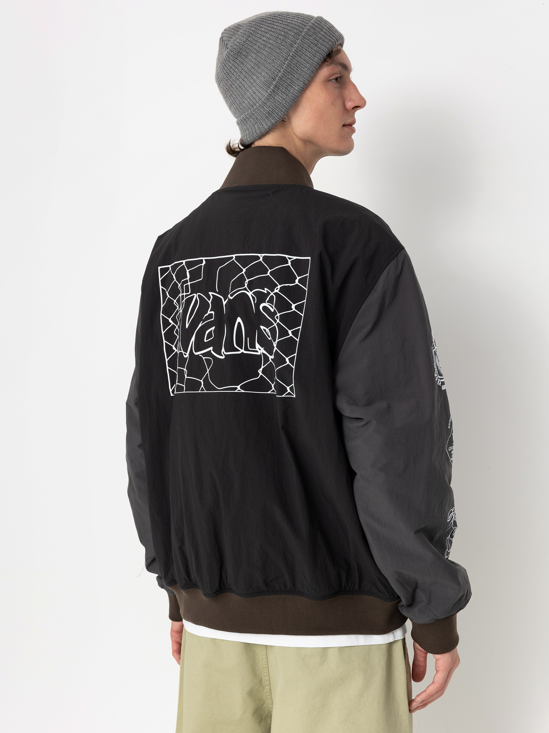 【VANS】 Crazy Eddie Baseball Jacket Vans Crazy Eddy Baseball Jacket - grey (black/asphalt)