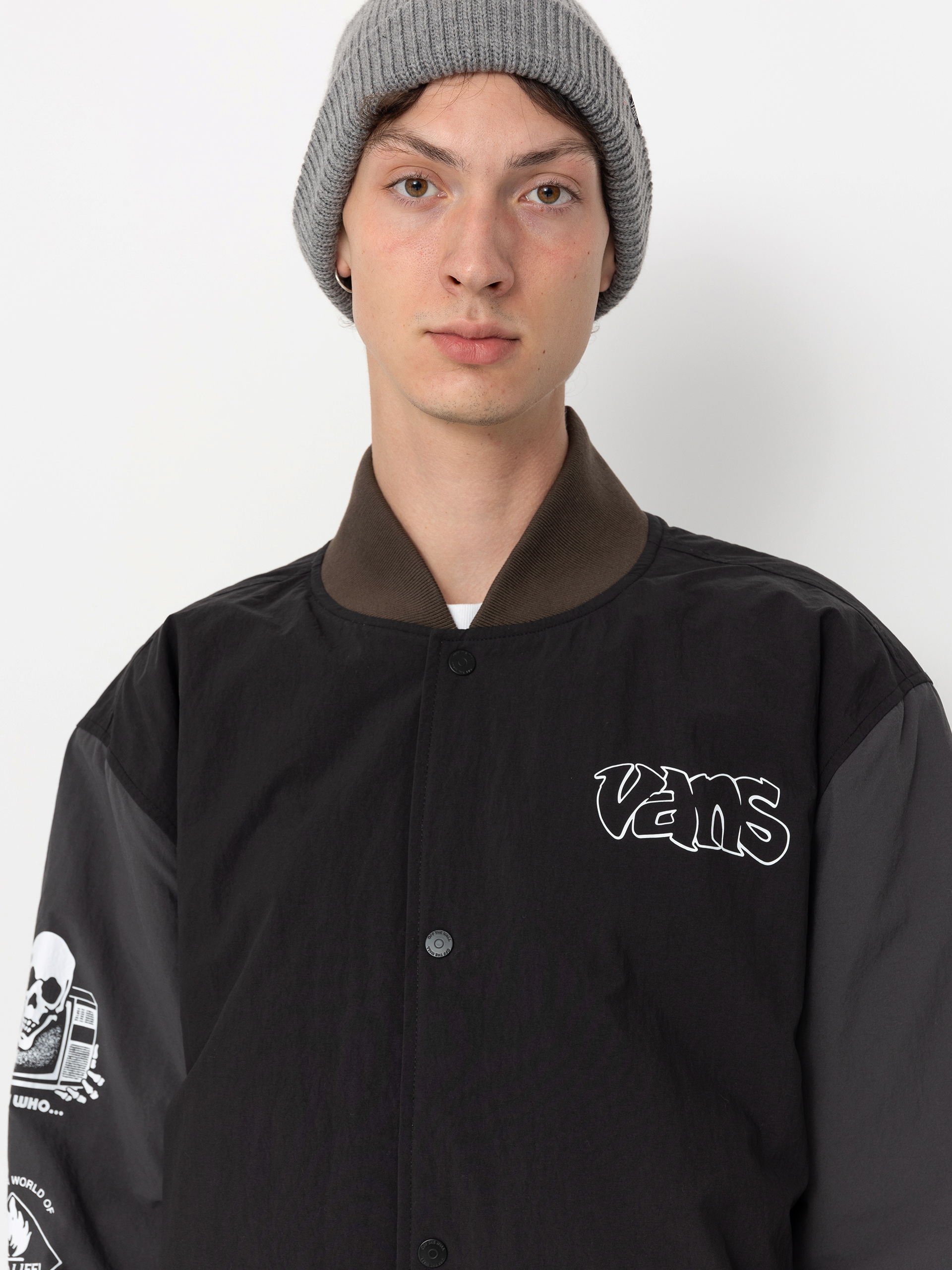 【VANS】 Crazy Eddie Baseball Jacket Vans Crazy Eddy Baseball Jacket - grey (black/asphalt)