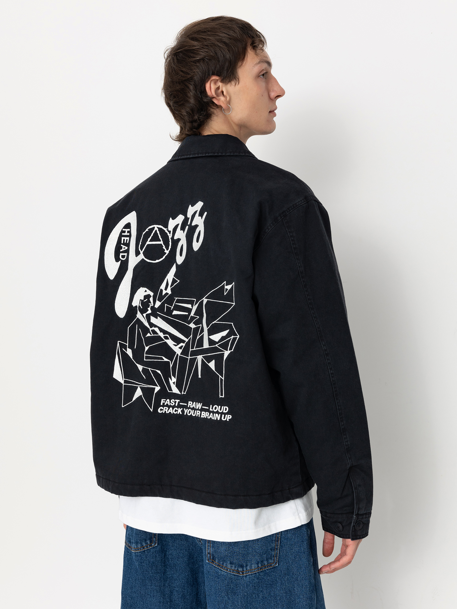 OBEY Head Jazz Zip Up Jacke (digital black faded wash)