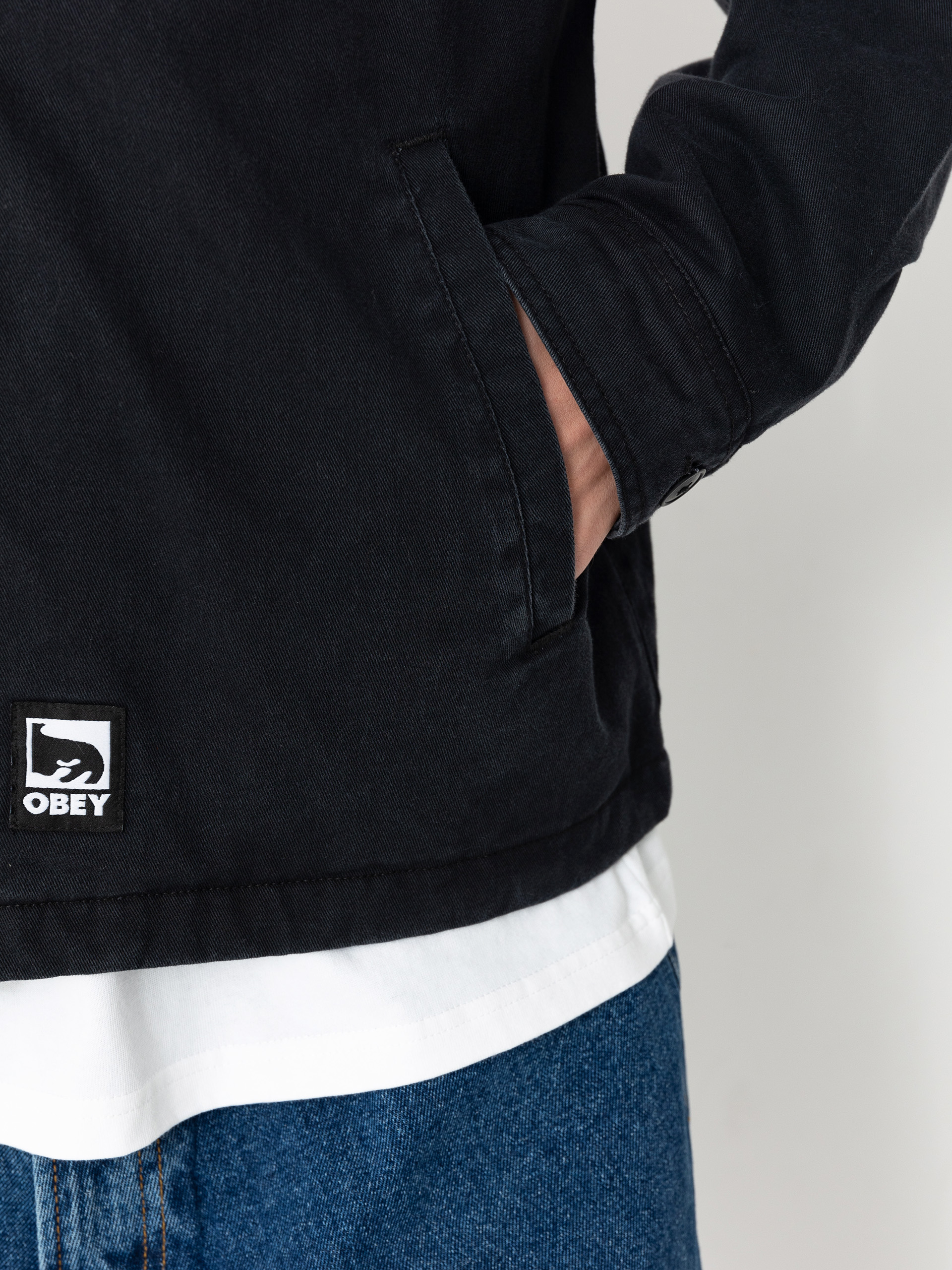 OBEY Head Jazz Zip Up Jacke (digital black faded wash)