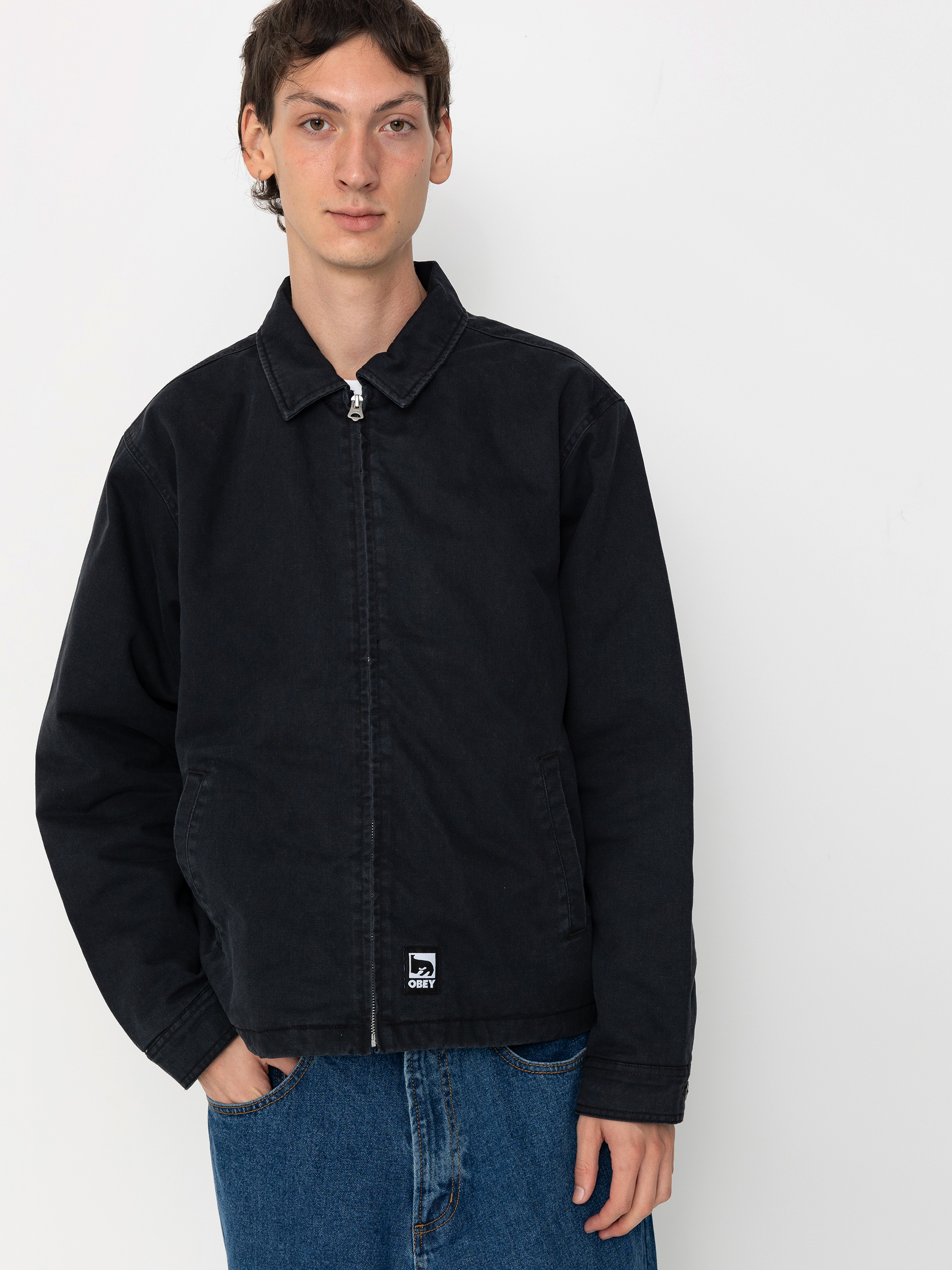OBEY Head Jazz Zip Up Jacke (digital black faded wash)