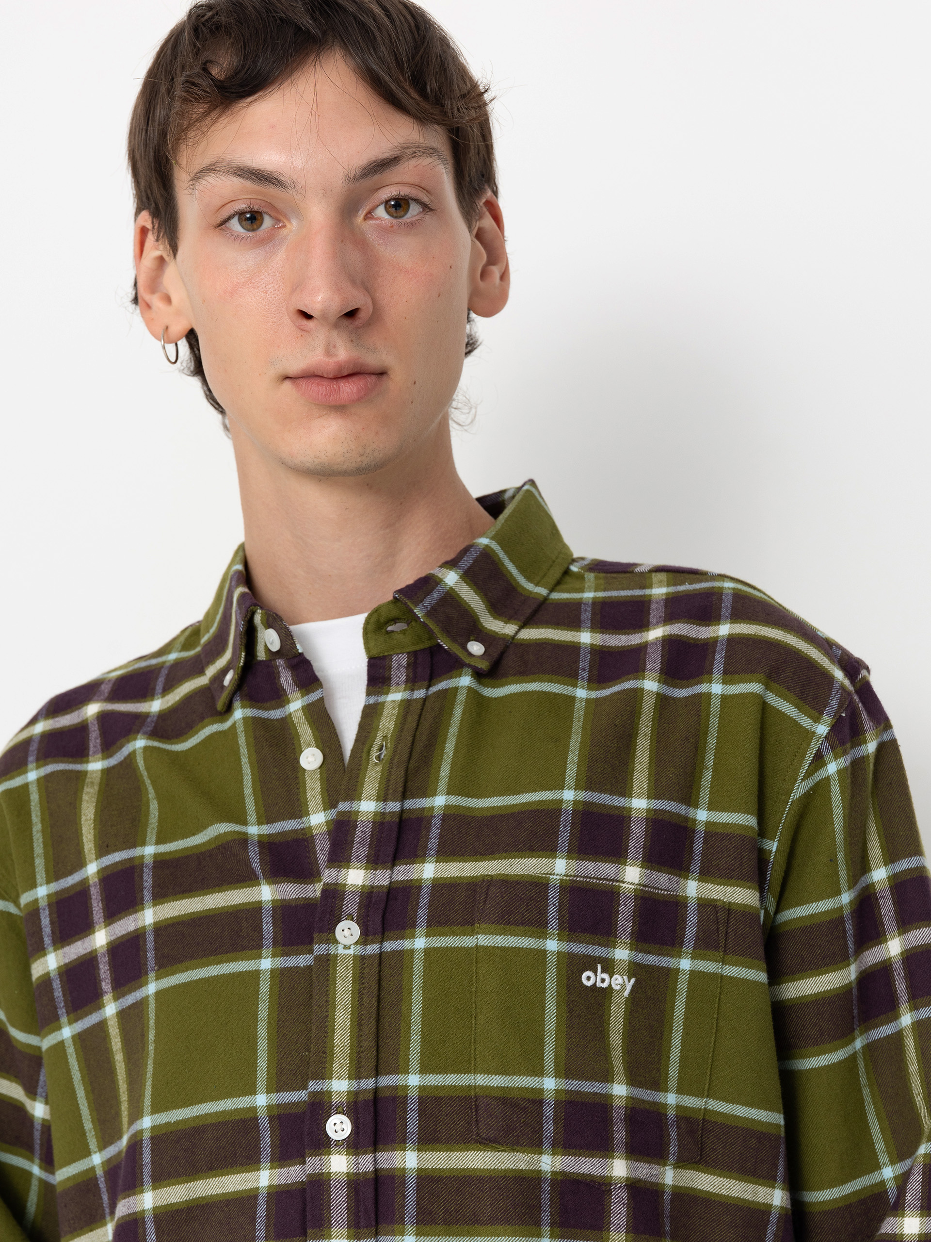 シャツ OBEY 181200393 Shirts Wilson shirt OBEY Wilson Shirt - green (moss green multi)