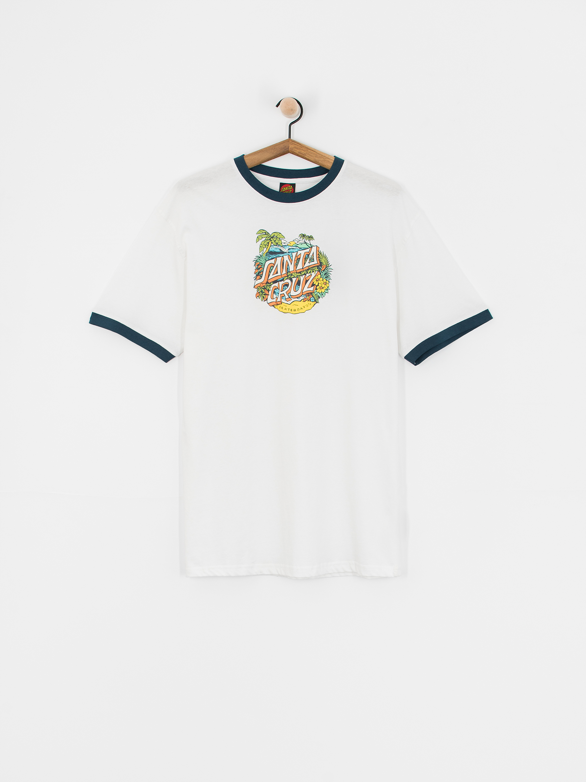 Santa Cruz Aloha Dot Front Ringer T-shirt (white)