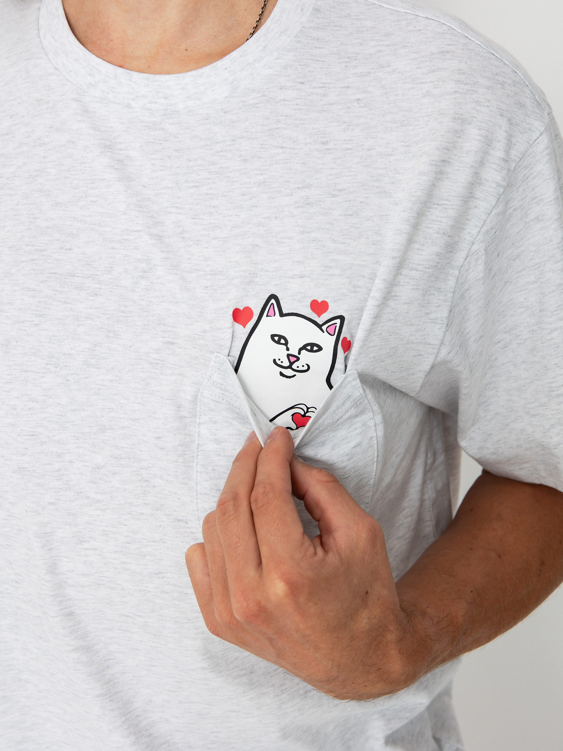 RipNDip Nermal Loves Pocket T-Shirt (ash heather)