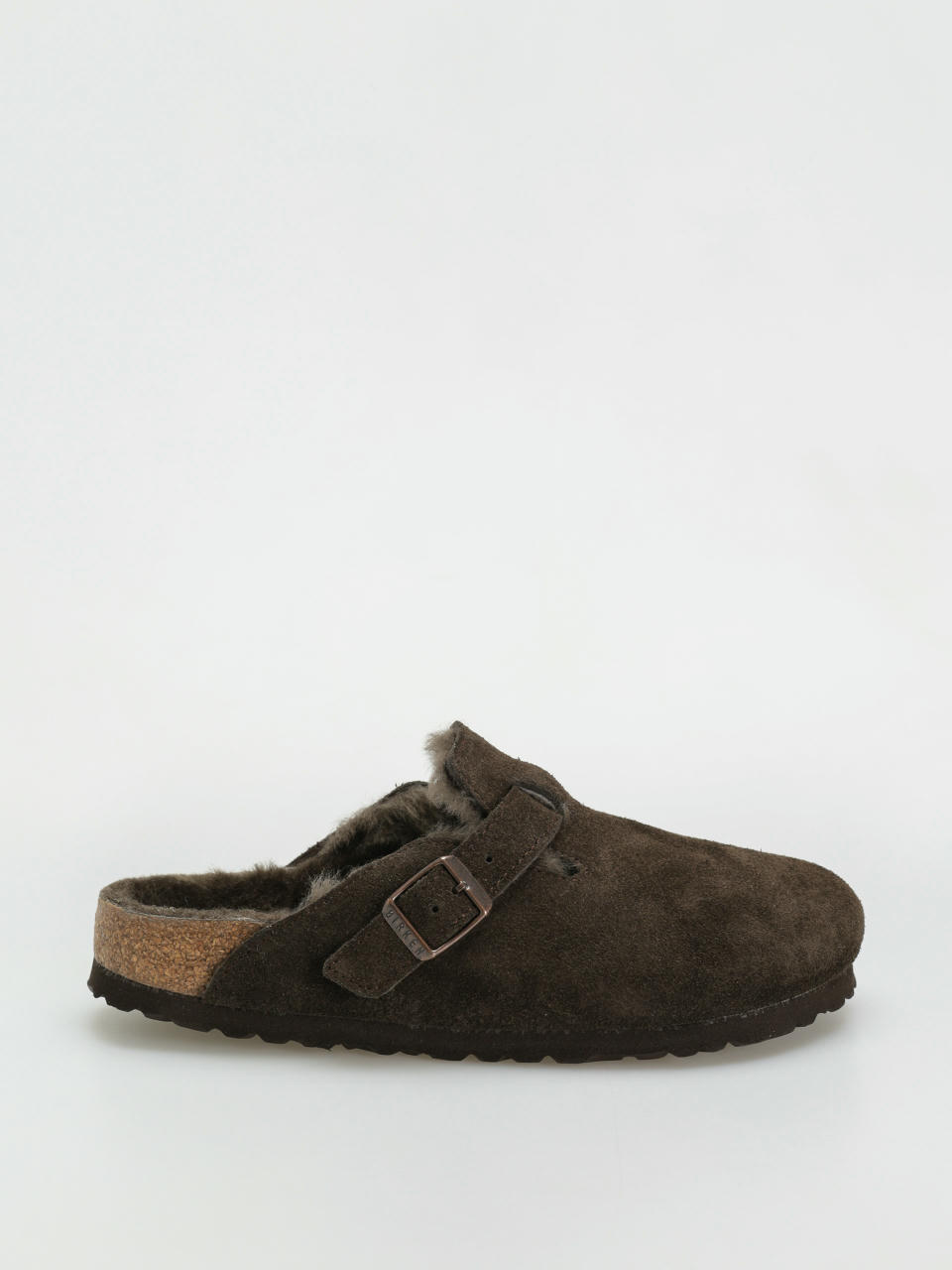 Birkenstock Boston Shearling Suede Leather Fur Narrow Wmn Flip Flops (mocha)