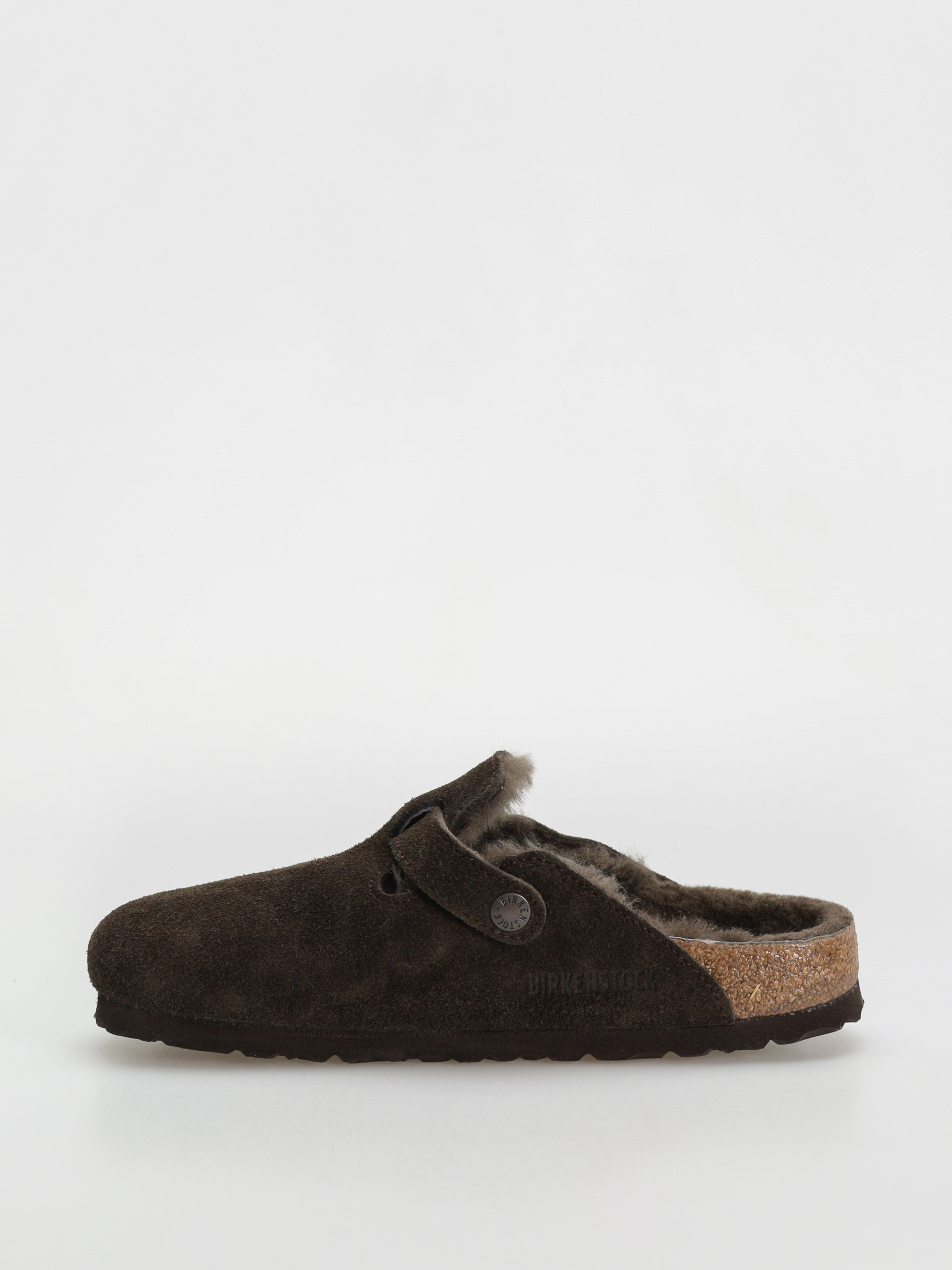Birkenstock Boston Shearling Suede Leather Fur Narrow Wmn Flip Flops (mocha)
