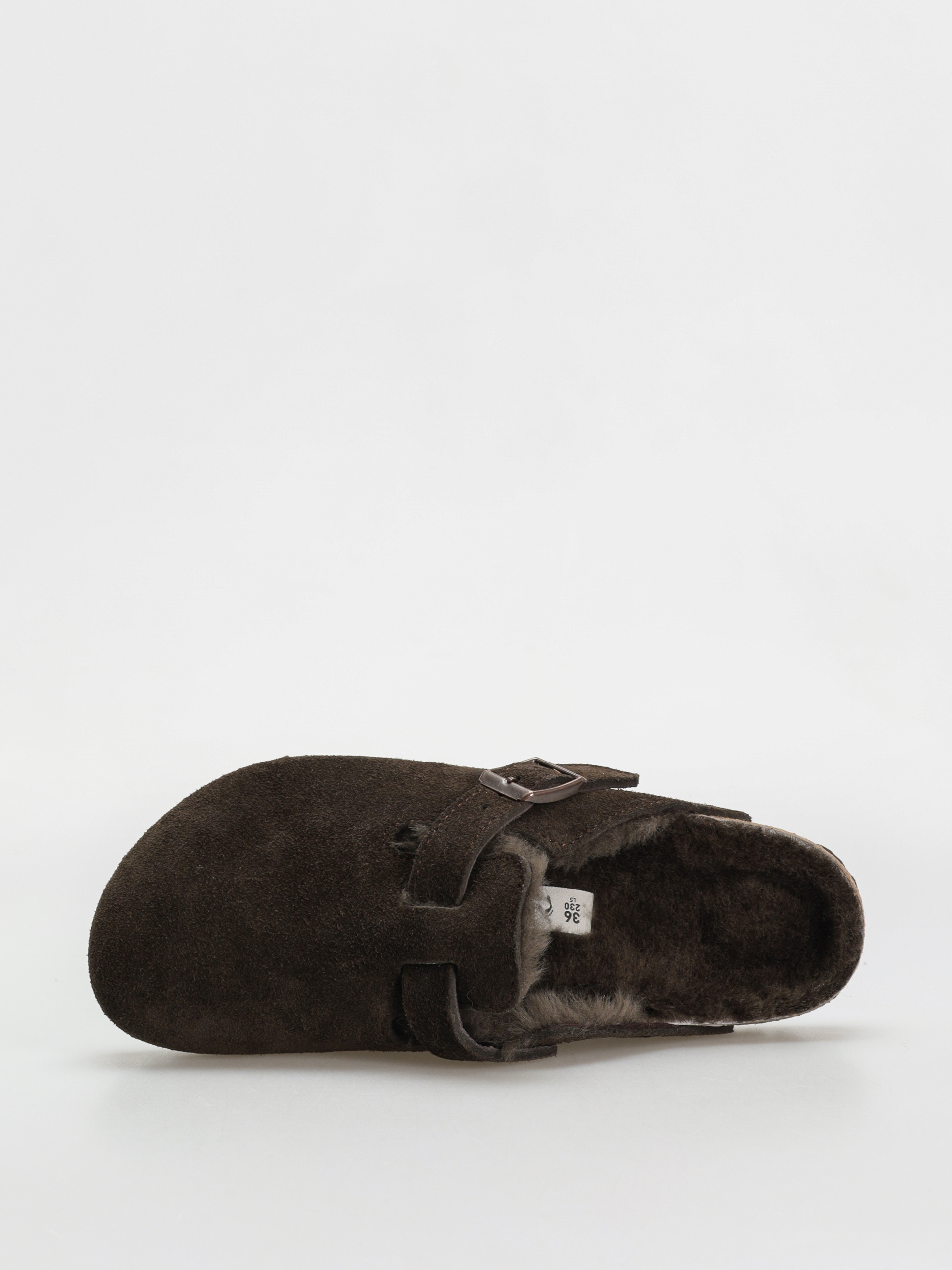 Birkenstock Boston Shearling Suede Leather Fur Narrow Wmn Flip Flops (mocha)