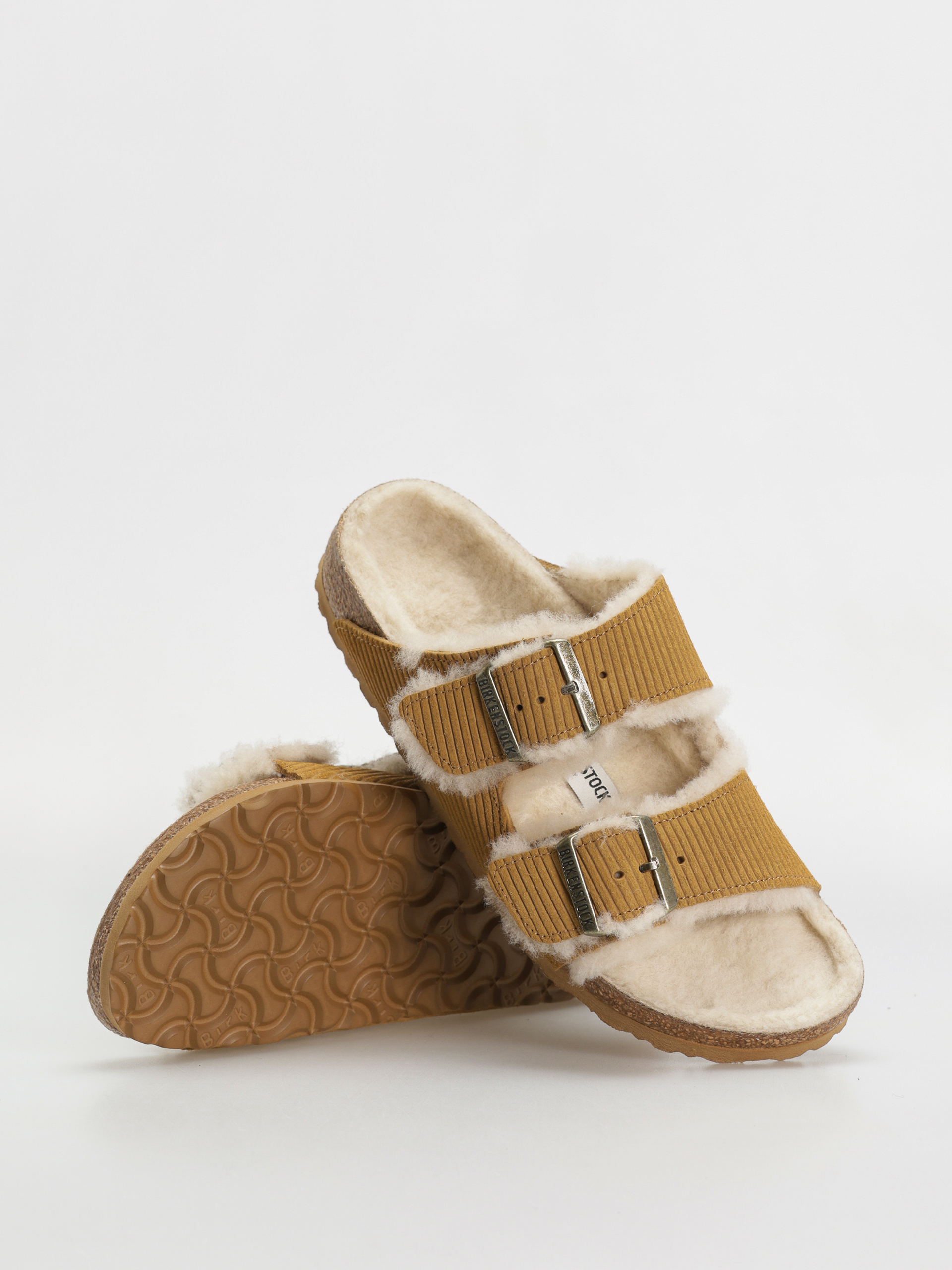 Birkenstock Arizona Fell Suede Leather Fur Narrow Wmn Flip flops brown corduroy cork brown