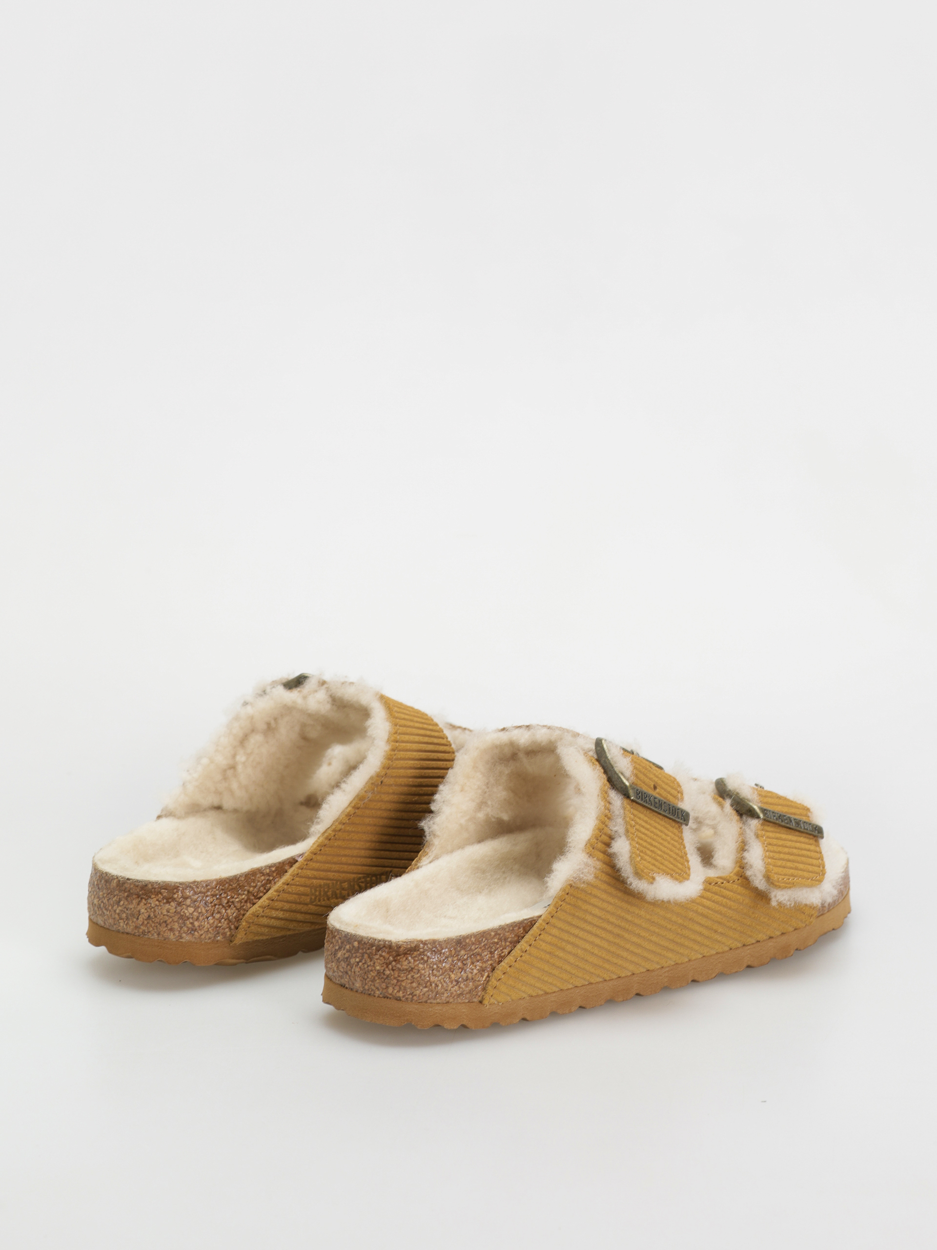 Birkenstock Arizona Fell Suede Leather Fur Narrow Wmn Flip Flops (corduroy cork brown)