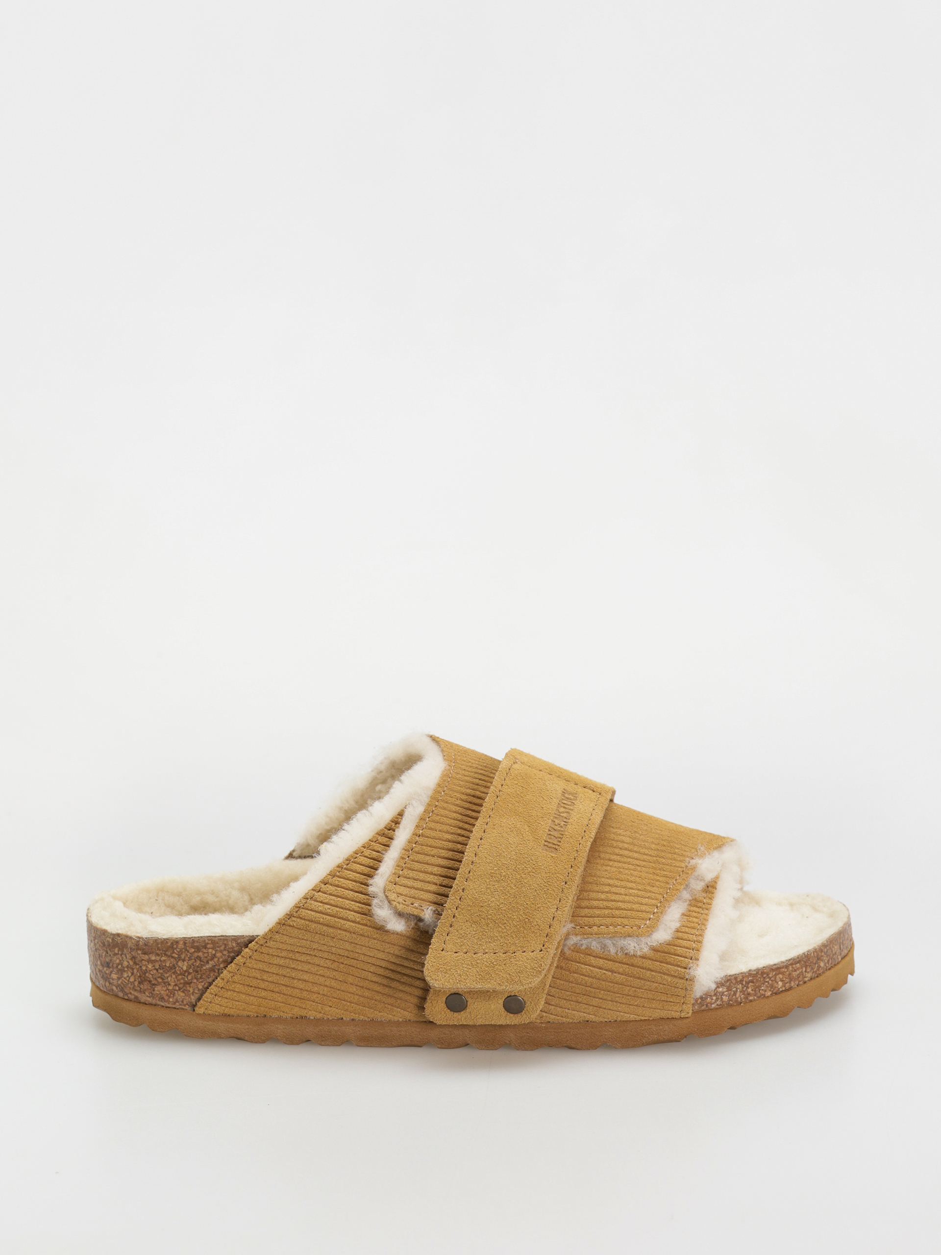 Birkenstock Kyoto Shearling Suede Leather Fur Narrow Wmn Flip Flops (corduroy cork brown)