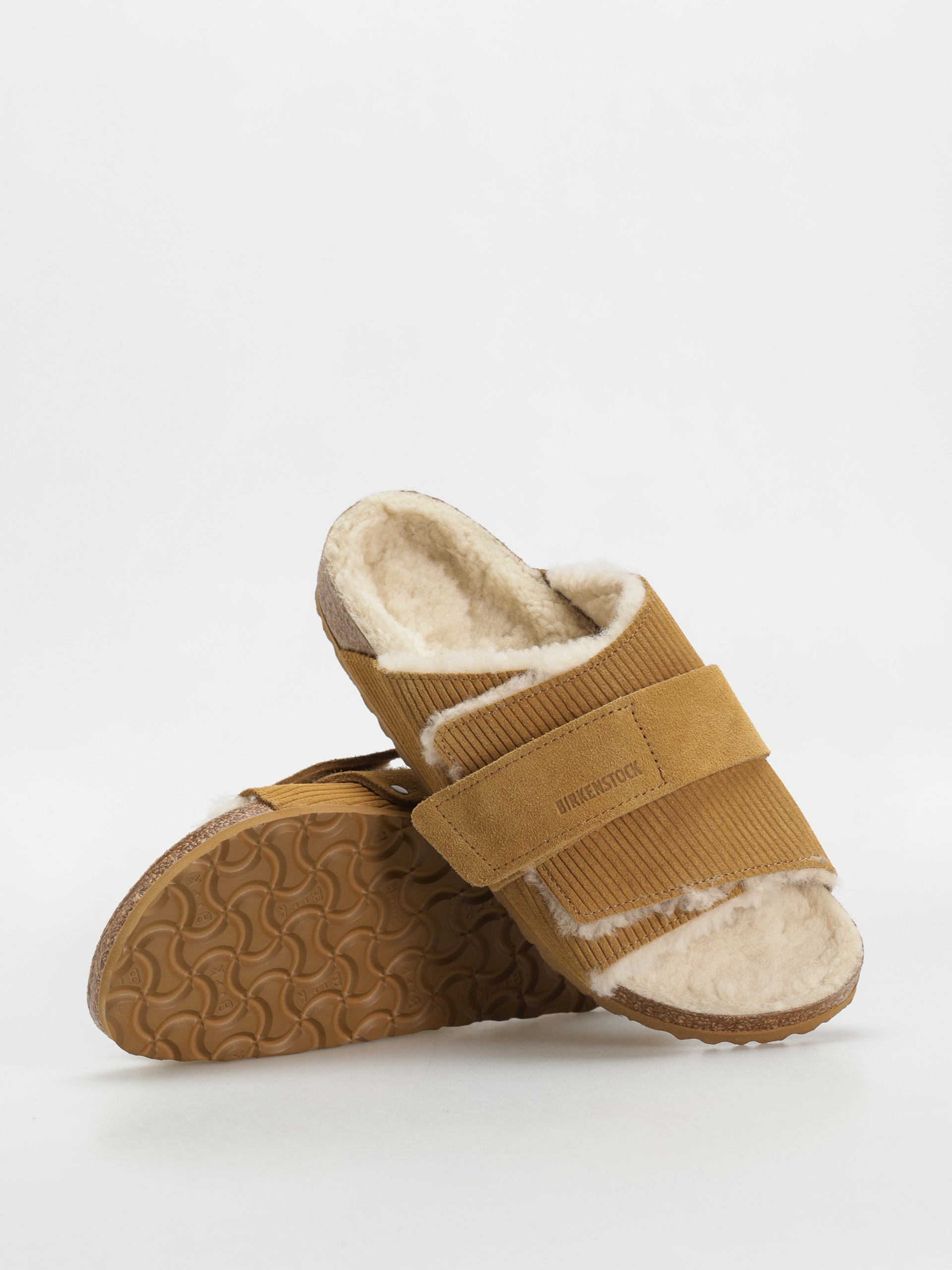Birkenstock Kyoto Shearling Suede Leather Fur Narrow Wmn Flip-flops (corduroy cork brown)