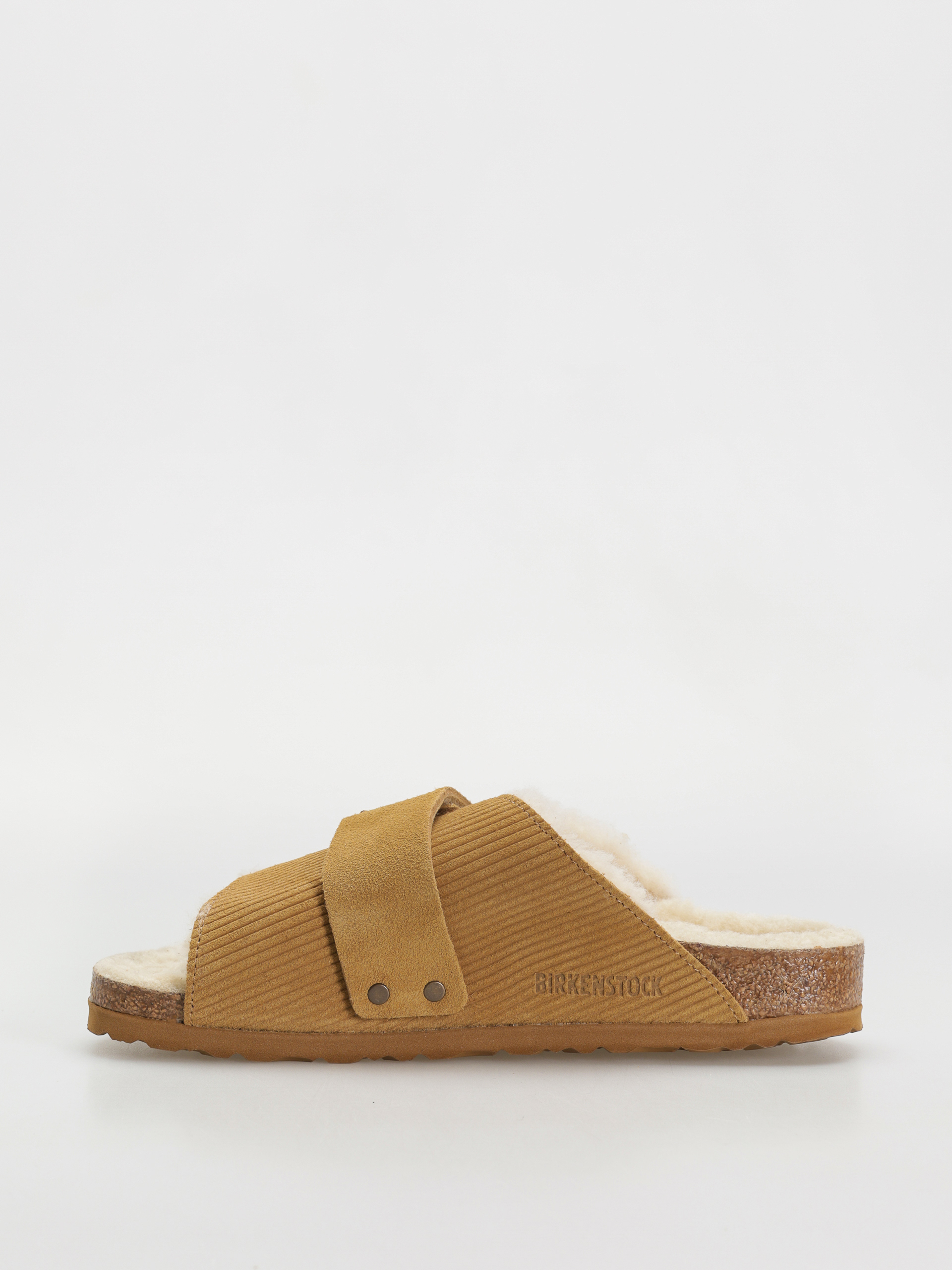 Birkenstock Kyoto Shearling Suede Leather Fur Narrow Wmn Flip-flops (corduroy cork brown)