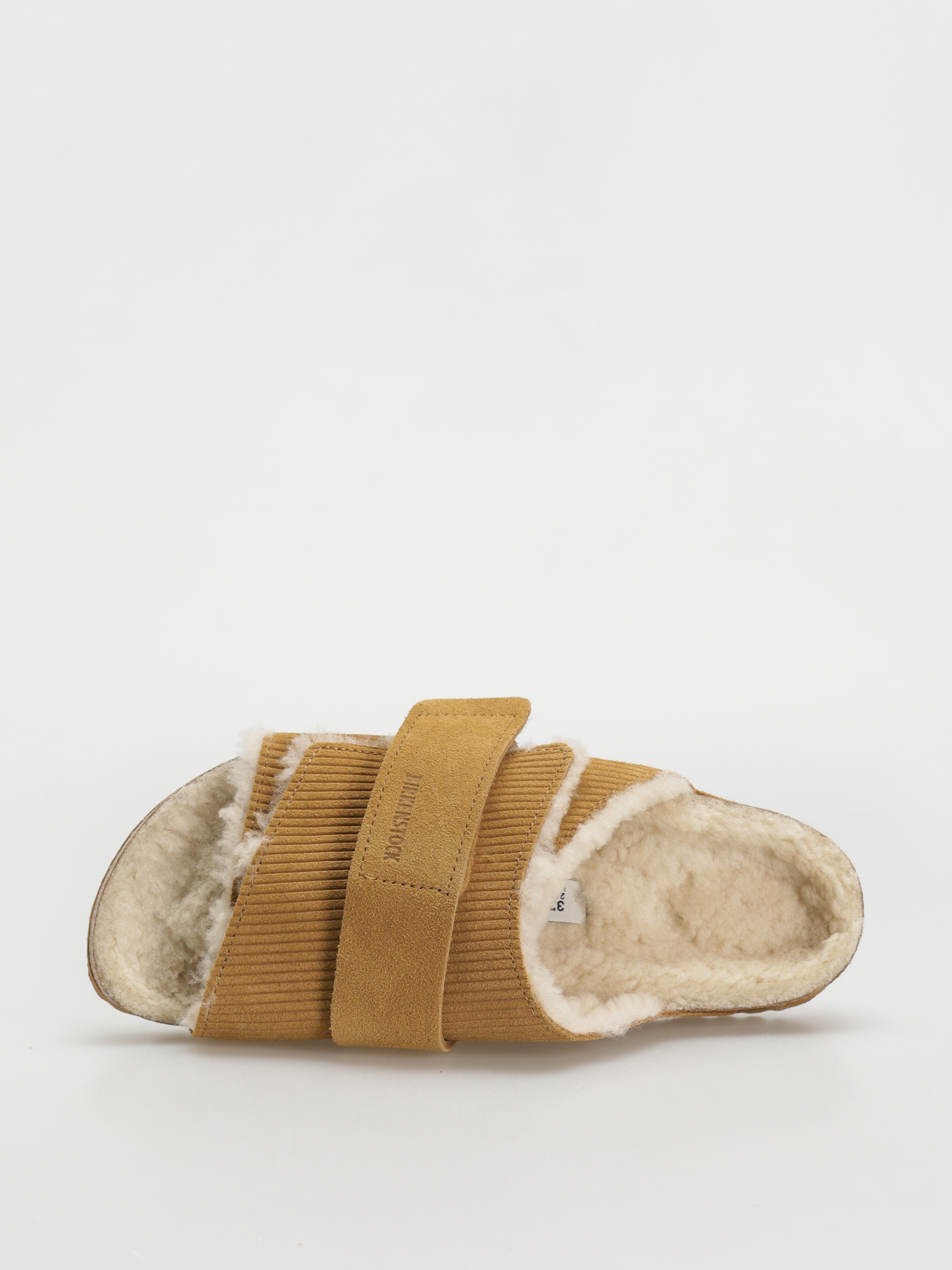 Birkenstock Kyoto Shearling Suede Leather Fur Narrow Wmn Flip Flops (corduroy cork brown)