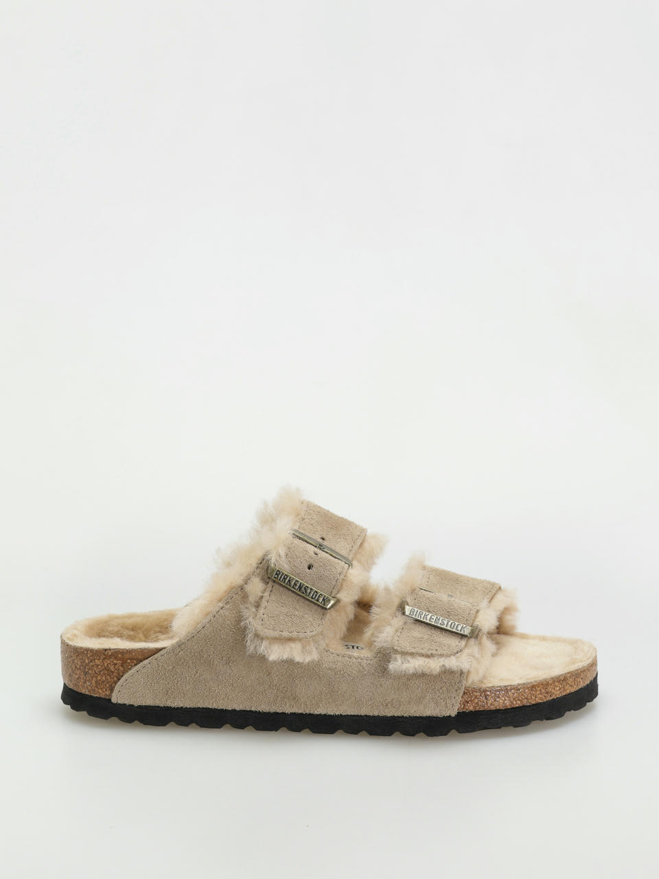 Birkenstock Arizona Shearling Suede Leather Fur Narrow Flip-flops Wmn (taupe)