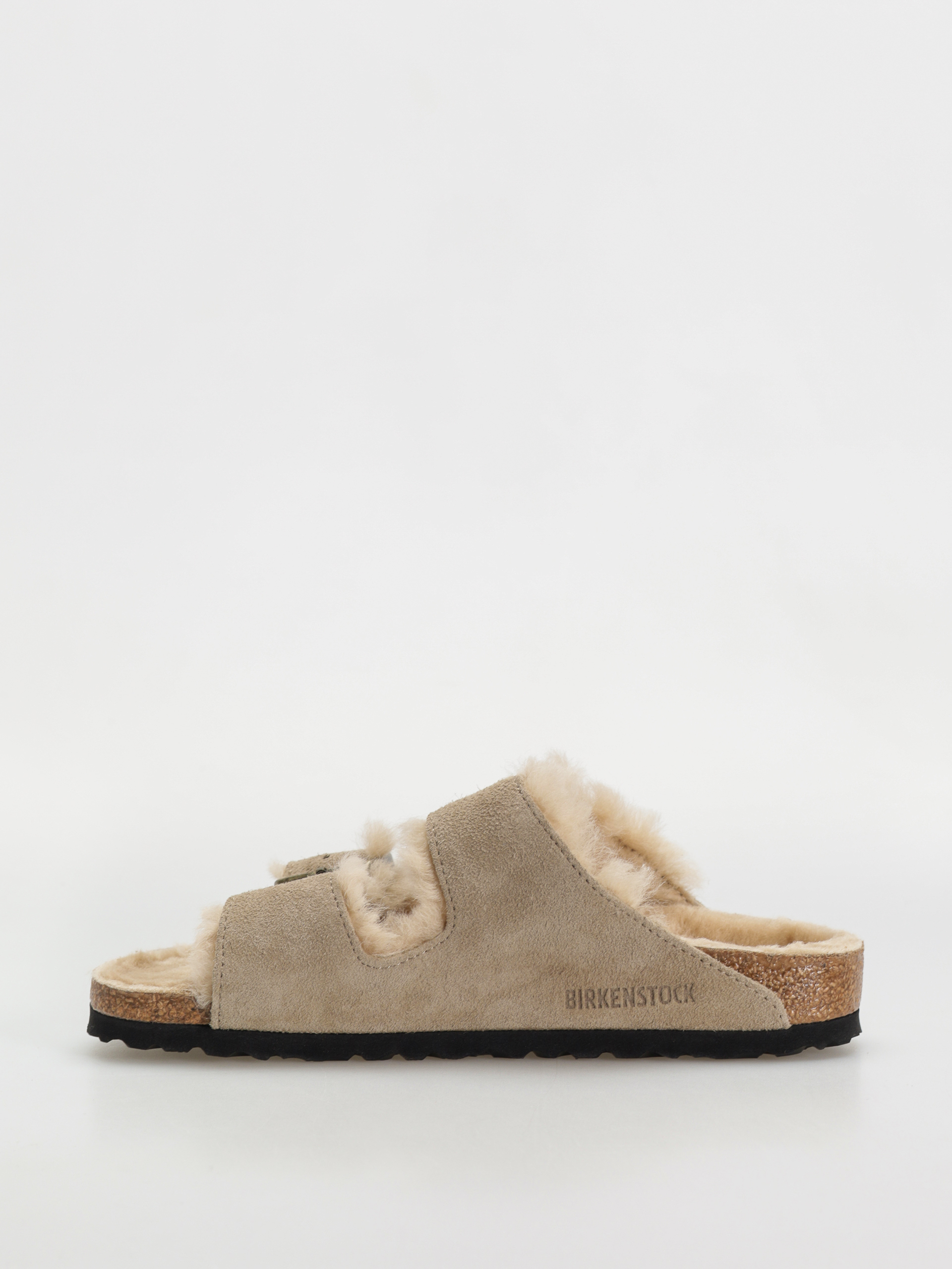 Birkenstock Arizona Shearling Suede Leather Fur Narrow Flip-flops Wmn (taupe)