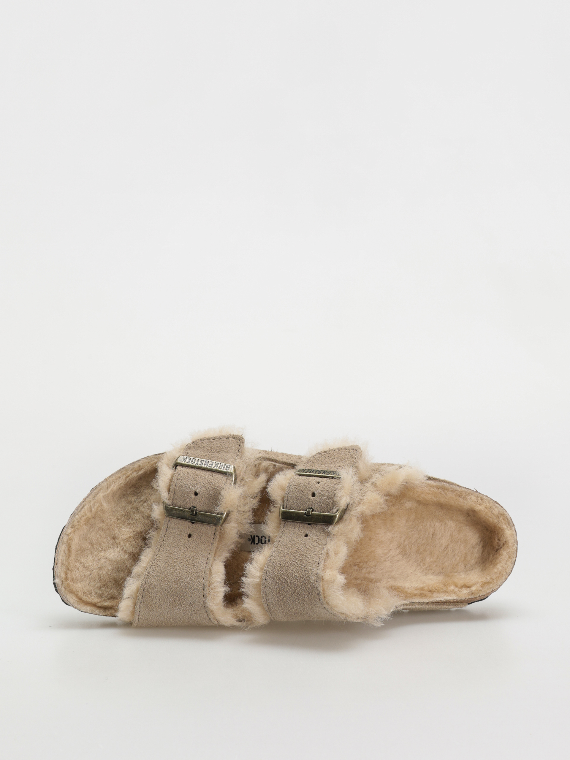 Birkenstock Arizona Shearling Suede Leather Fur Narrow Flip flops Wmn (taupe)