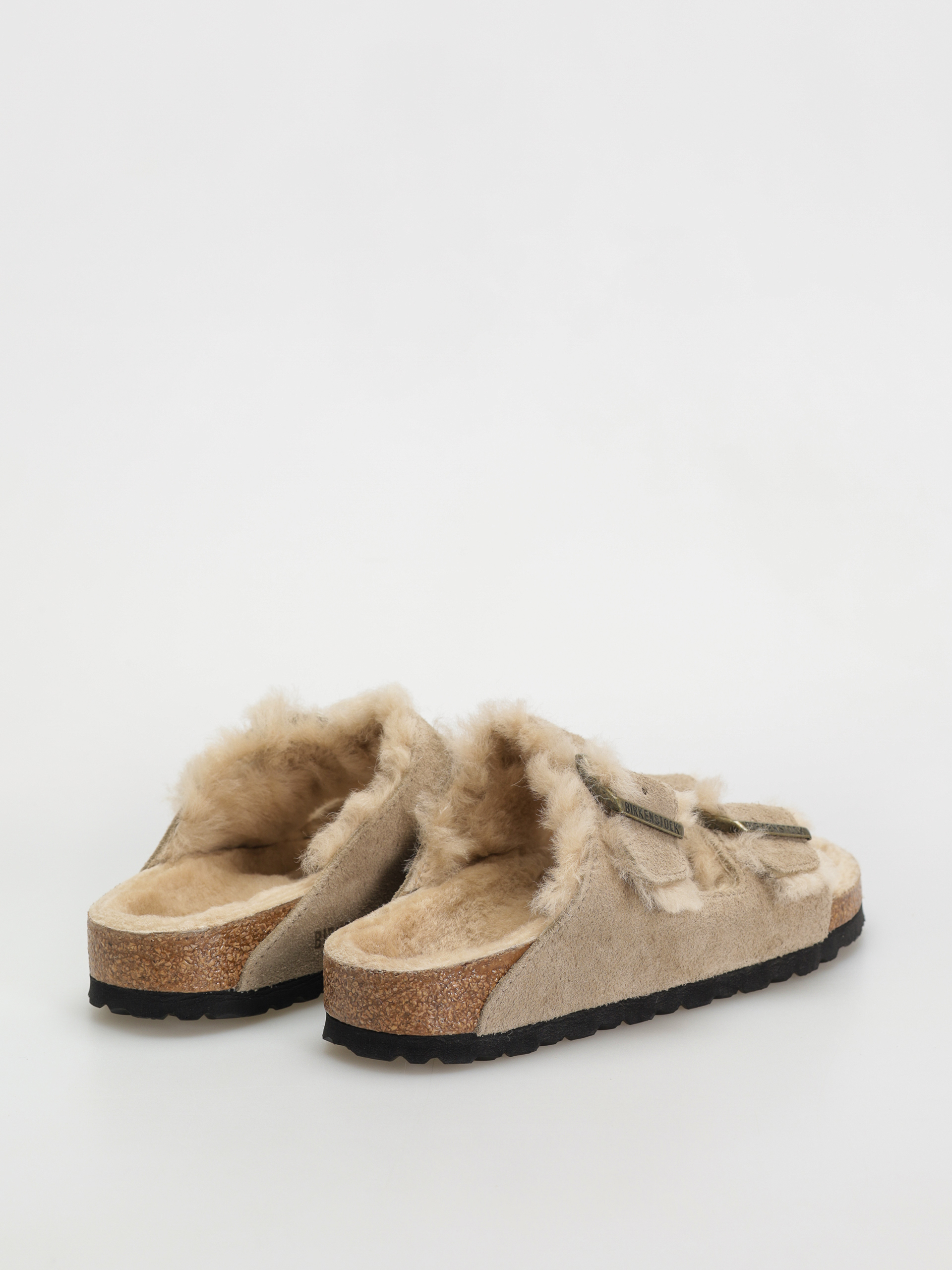 Birkenstock Arizona Shearling Suede Leather Fur Narrow Flip-flops Wmn (taupe)