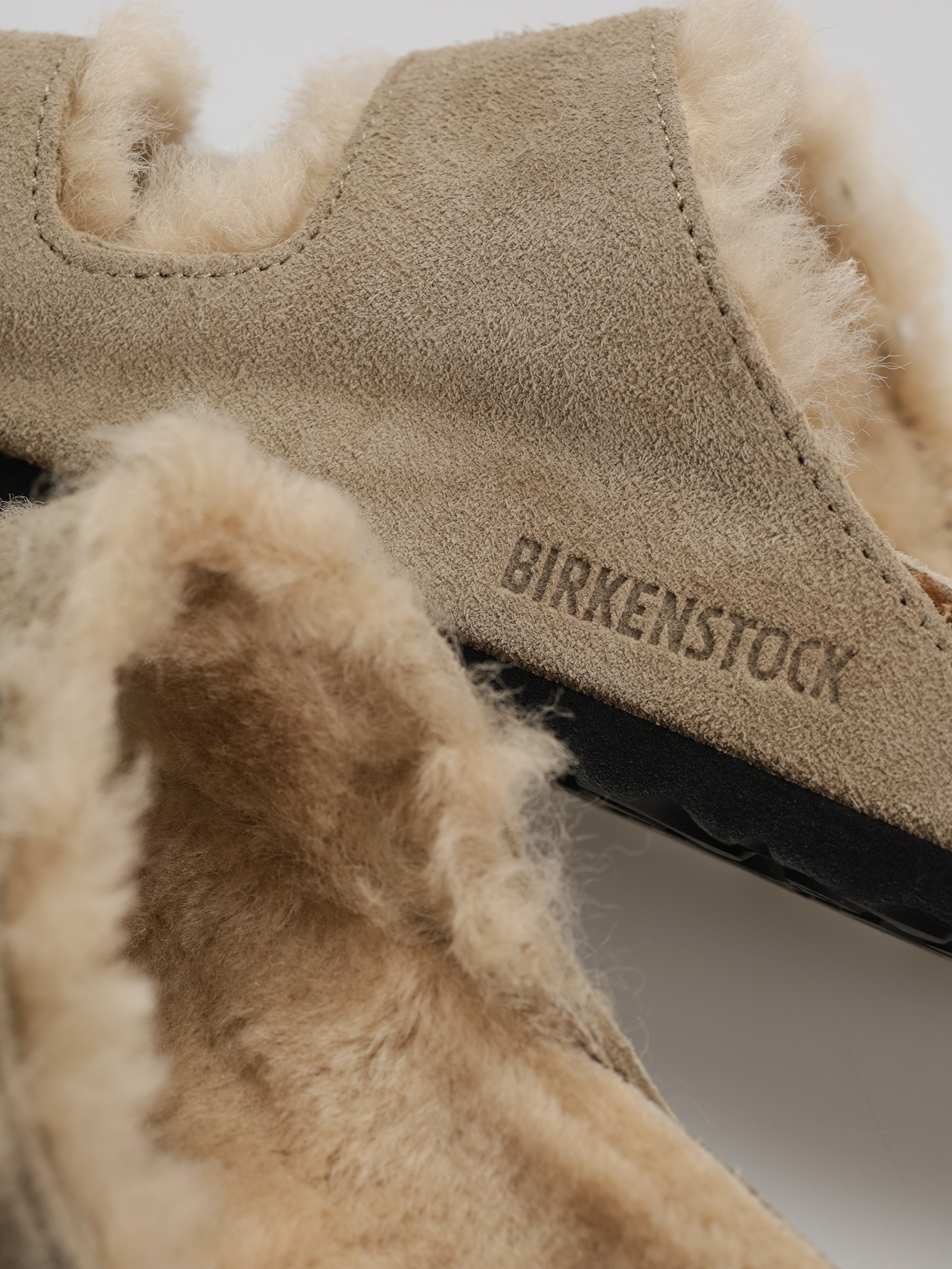 Birkenstock Arizona Shearling Suede Leather Fur Narrow Flip-flops Wmn (taupe)